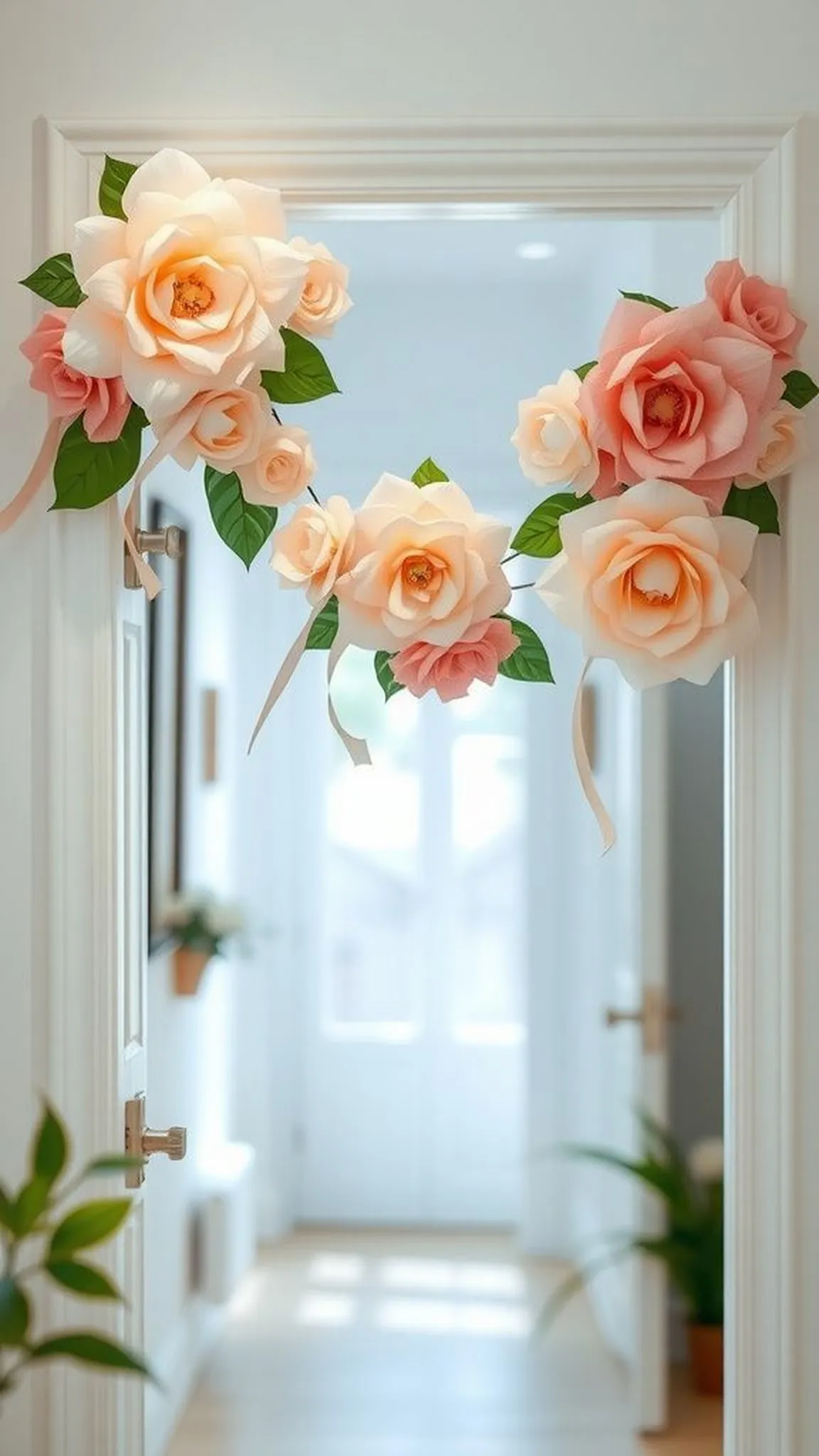 Paper flower garland to drape doorways