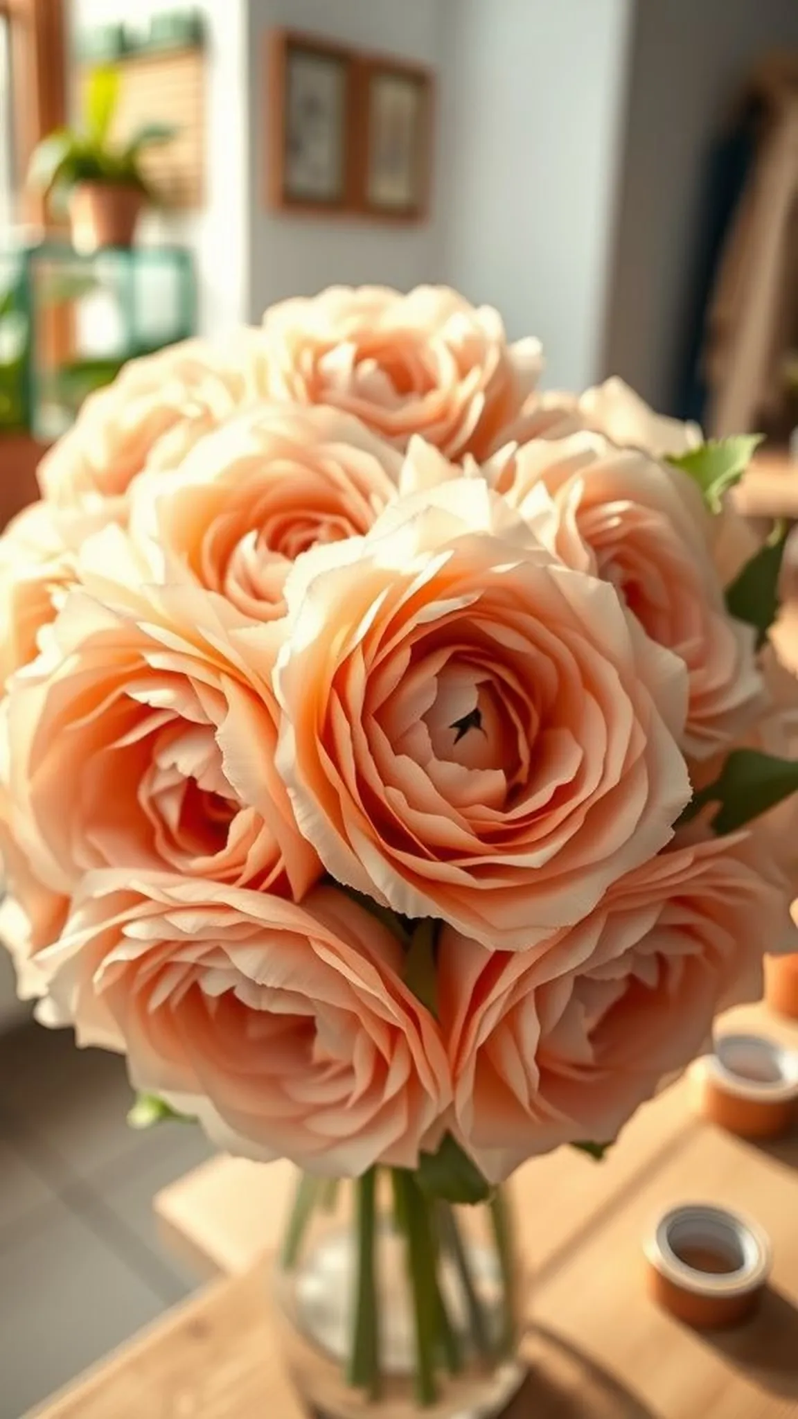 Paper ranunculus with tightly packed petals