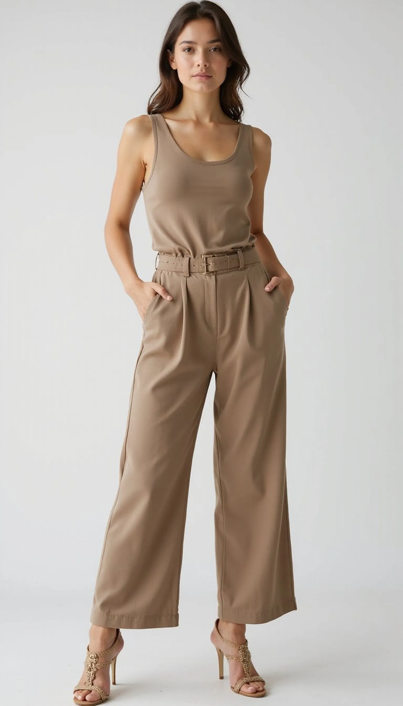 High-rise wide-leg trousers with a tucked top