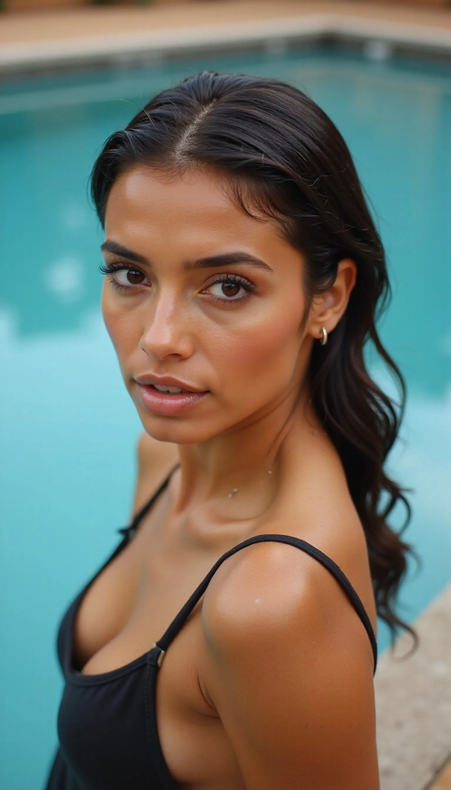 Glossy Wet-Look Slick Back For Swim Days