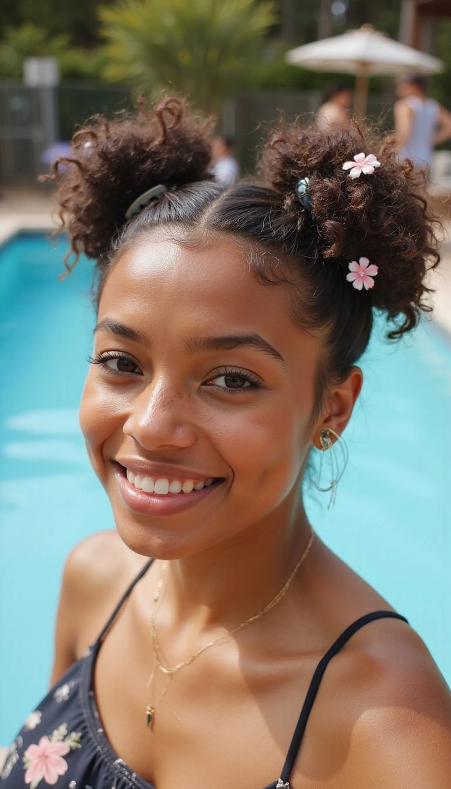 Space Buns Dotted With Tiny Flower Clips
