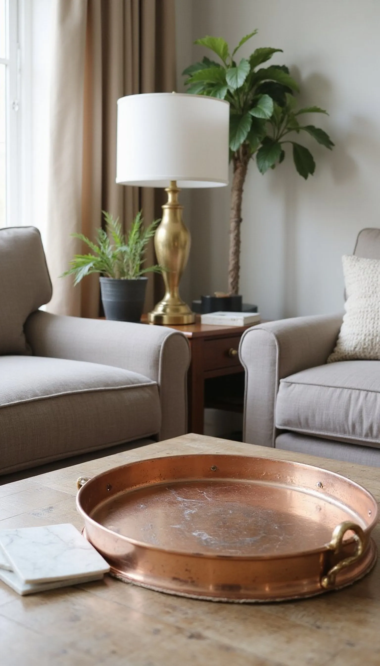 Add warm metallic accents for subtle shine