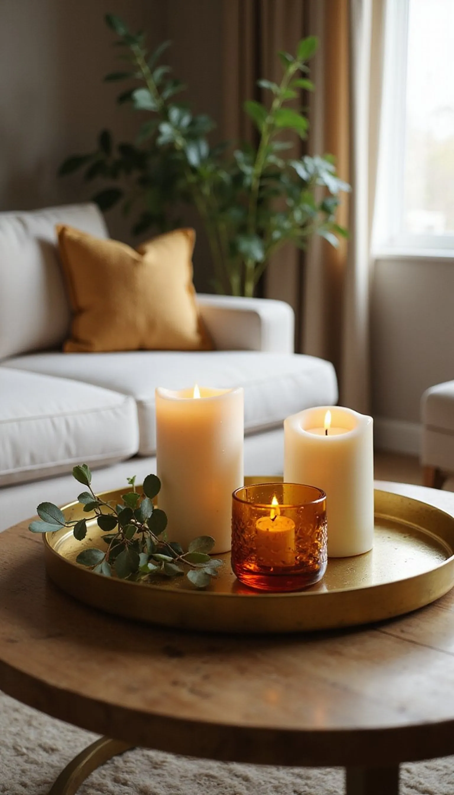Candle clusters and trays for soft evening glow