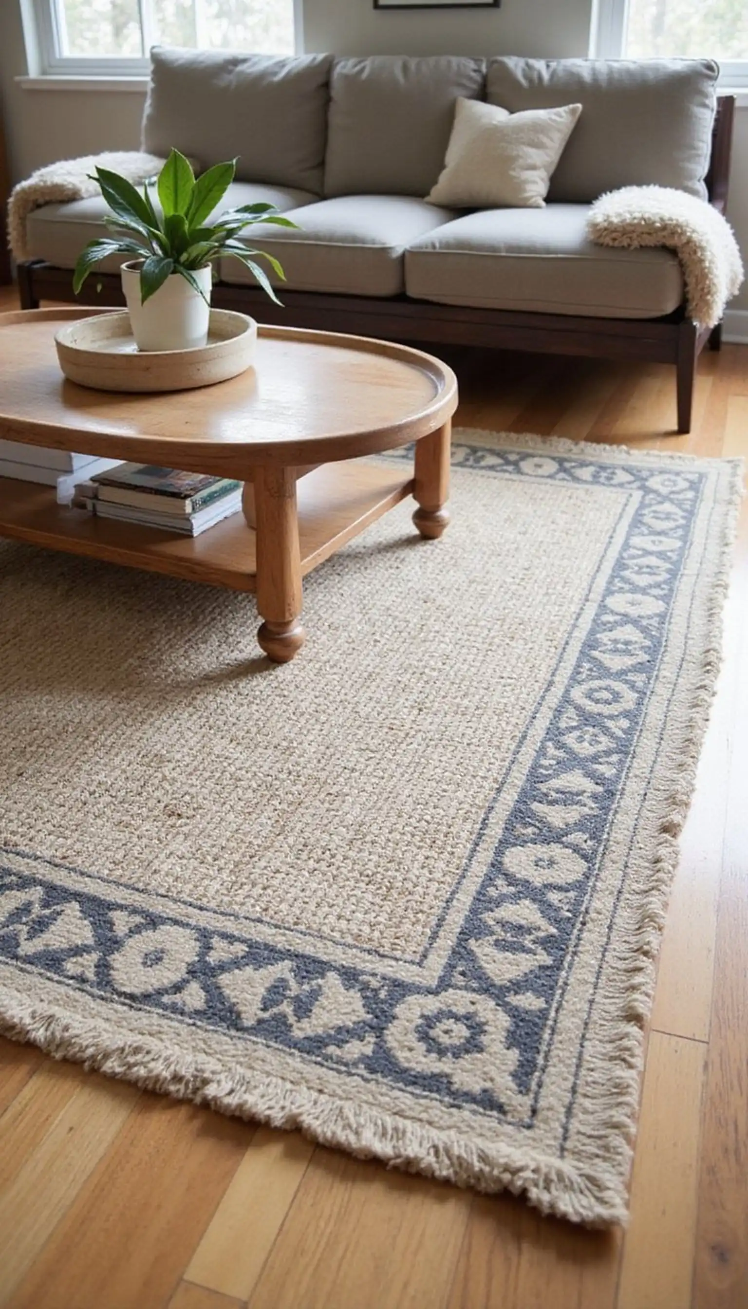Layer rugs to add depth and cozy underfoot comfort