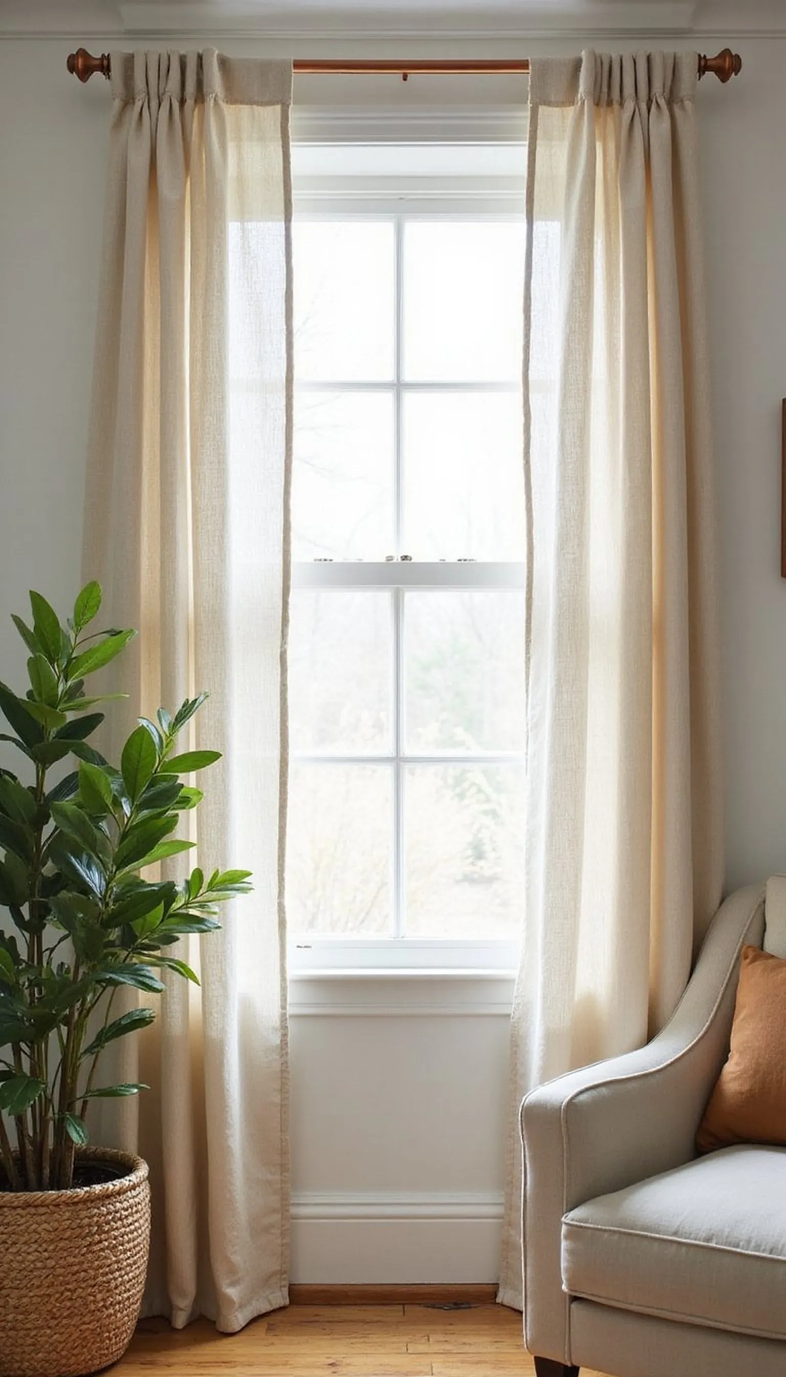 Swap sheer curtains for soft linen drapes