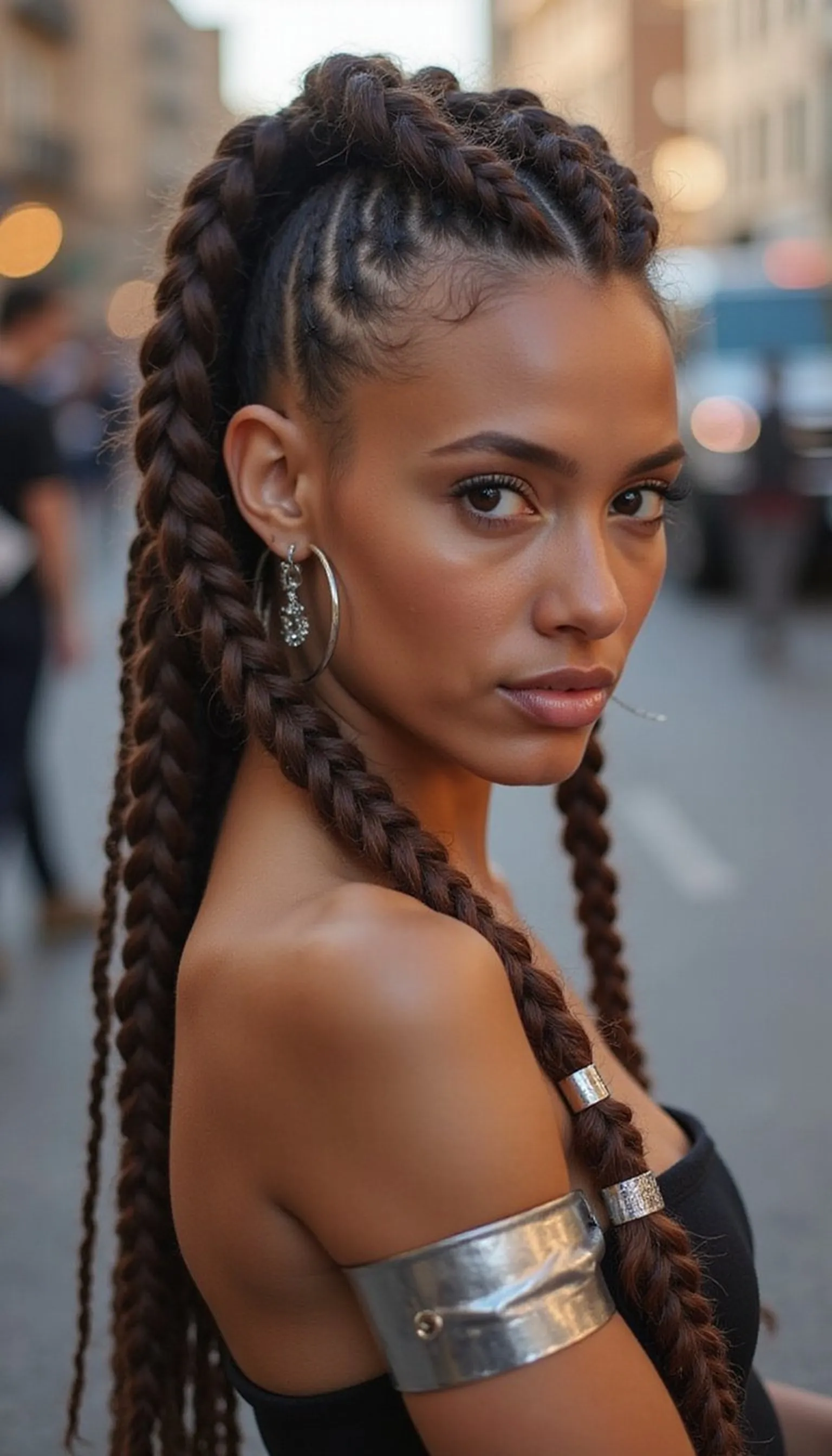 Braided Faux Hawk With Hair Cuffs