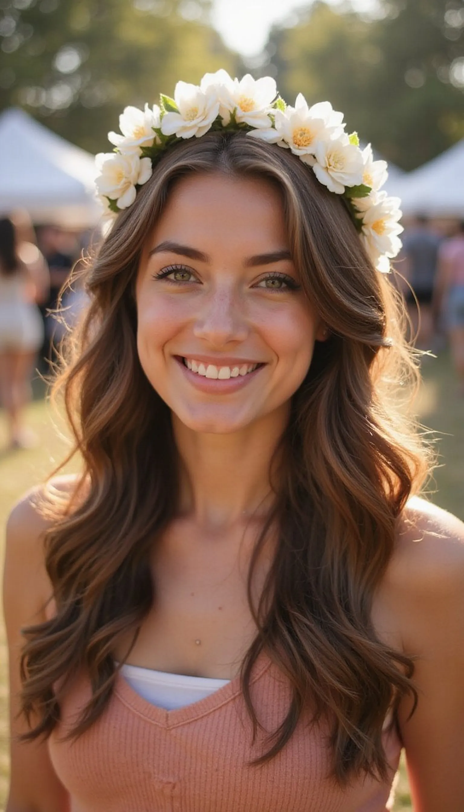 Flower Crown Headband With Loose Waves