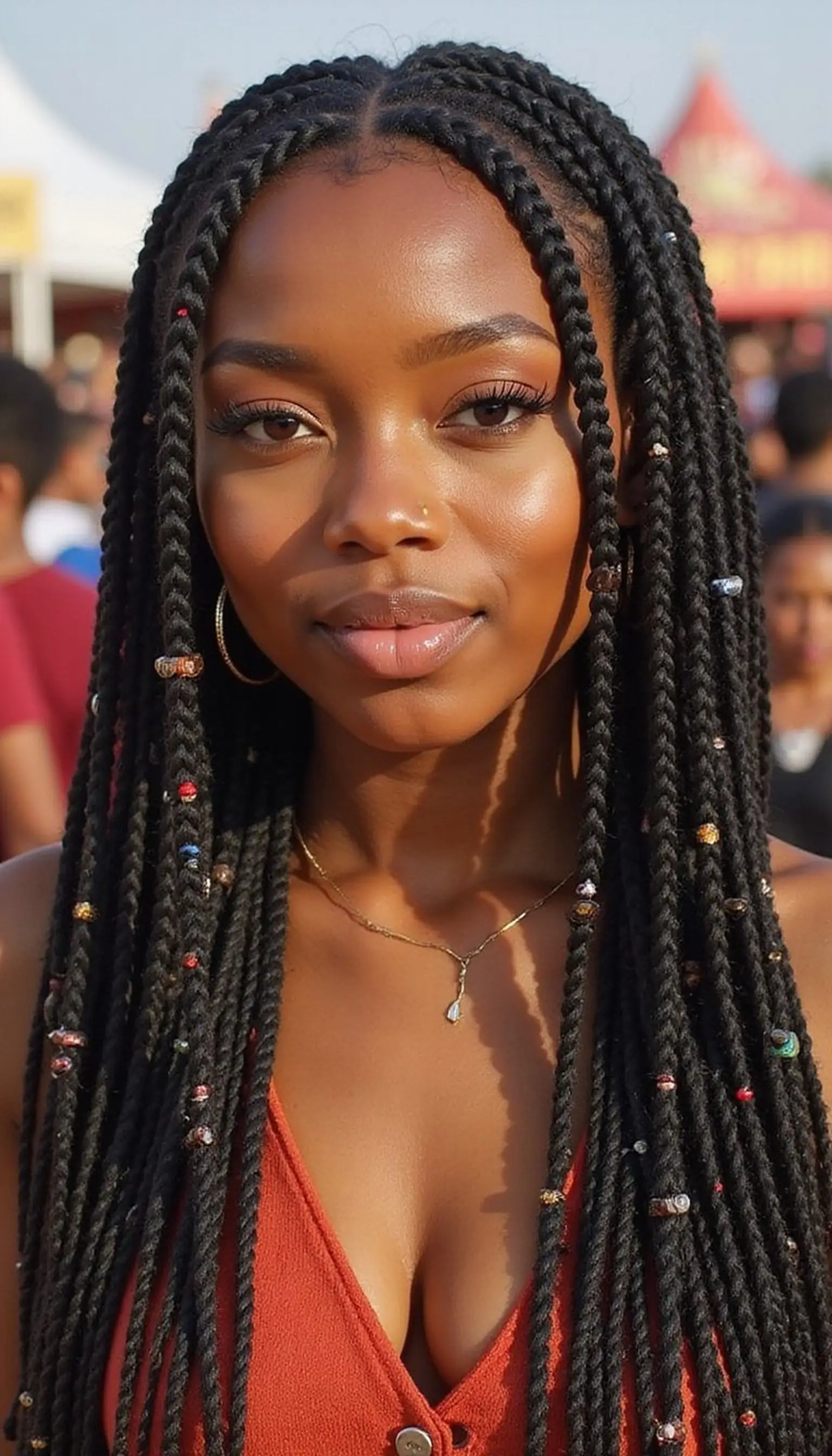 Rainbow Beaded Box Braids