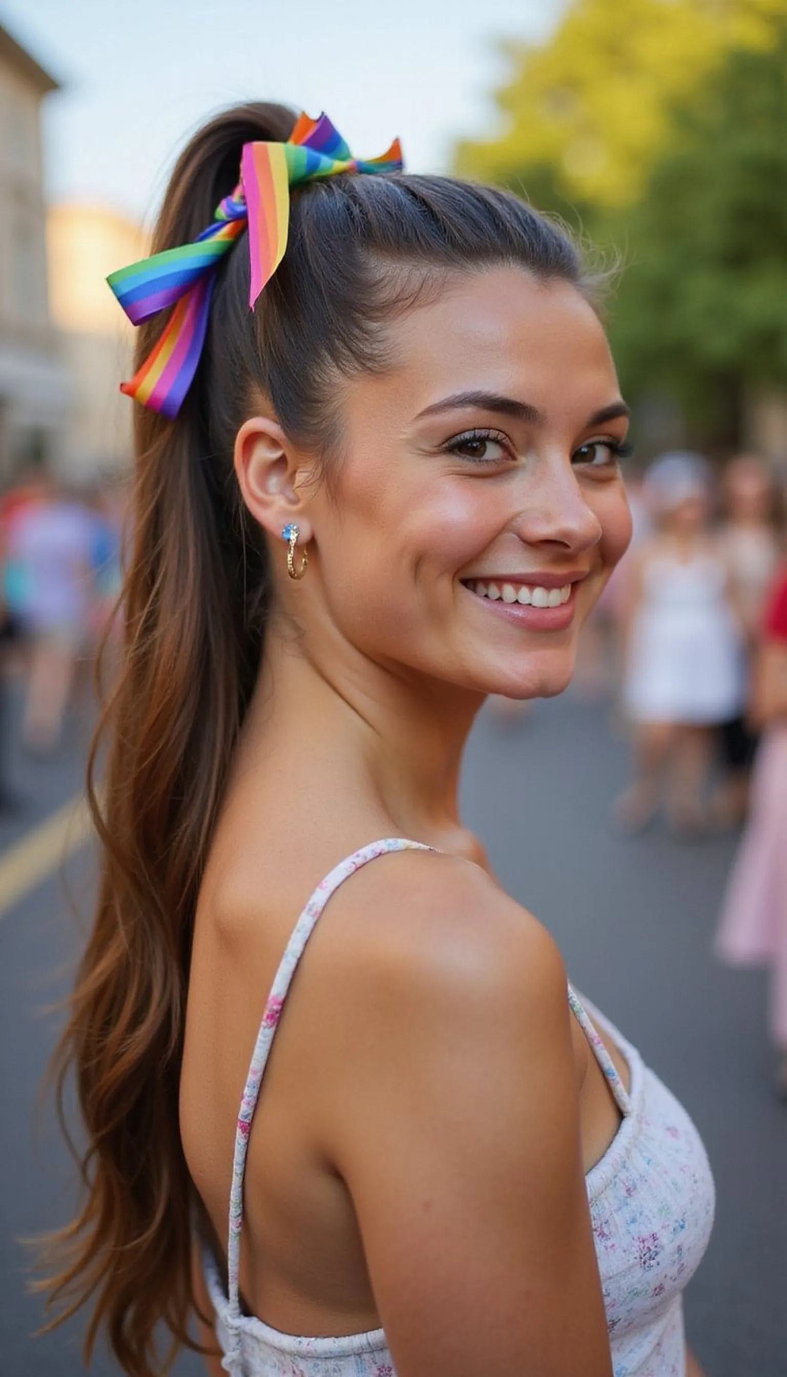 Rainbow Ponytail Wrapped With Ribbon