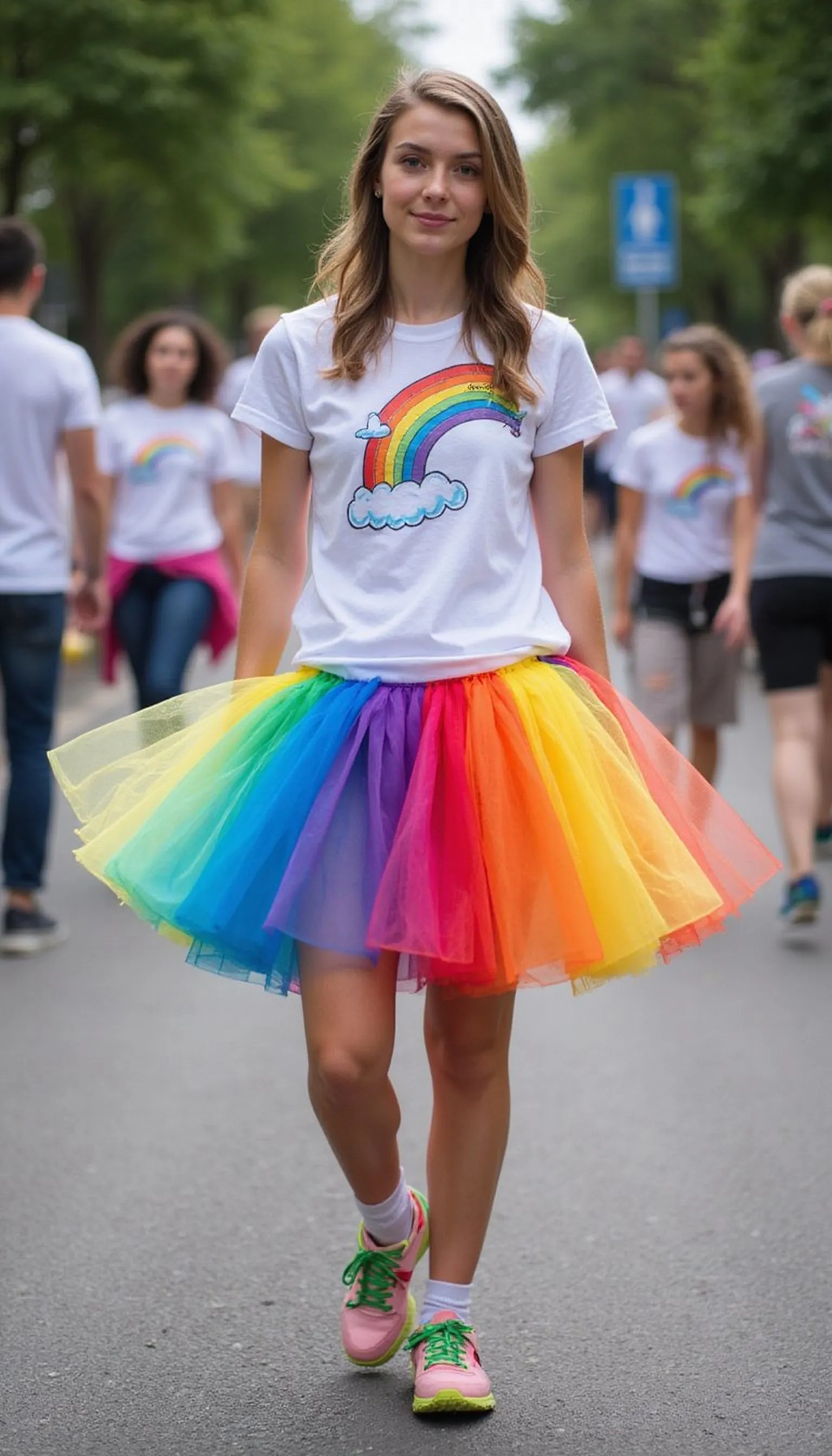 Bold rainbow tutu with comfortable graphic tee