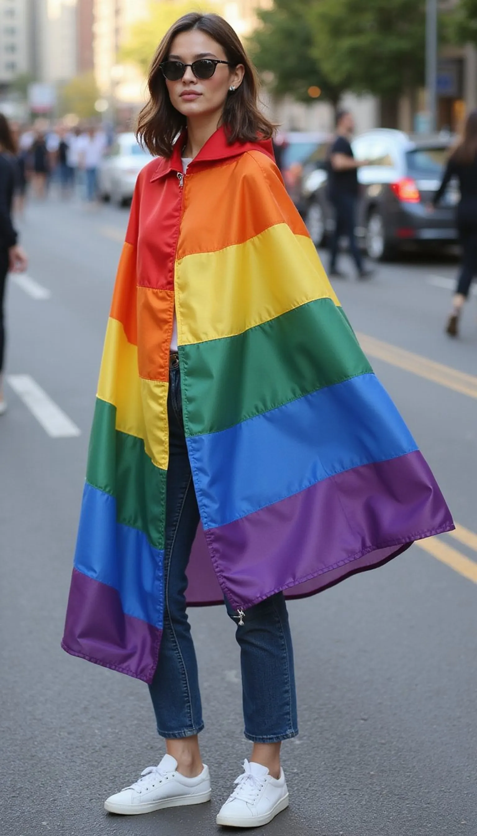 Classic pride flag cape for instant color drama