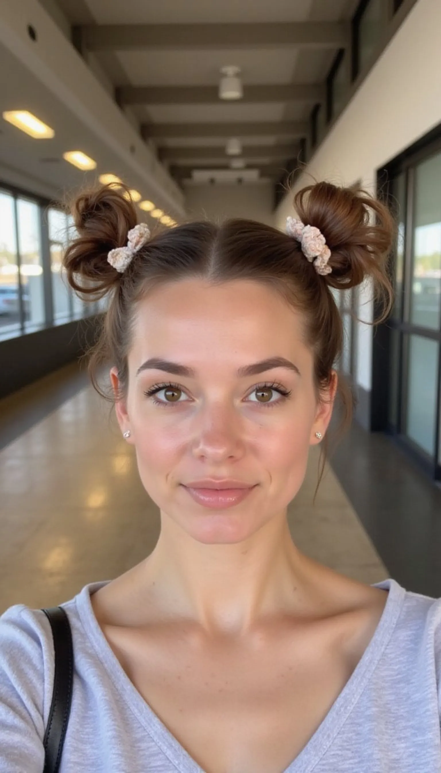 Double Mini Buns For A Fun Carry-On Look