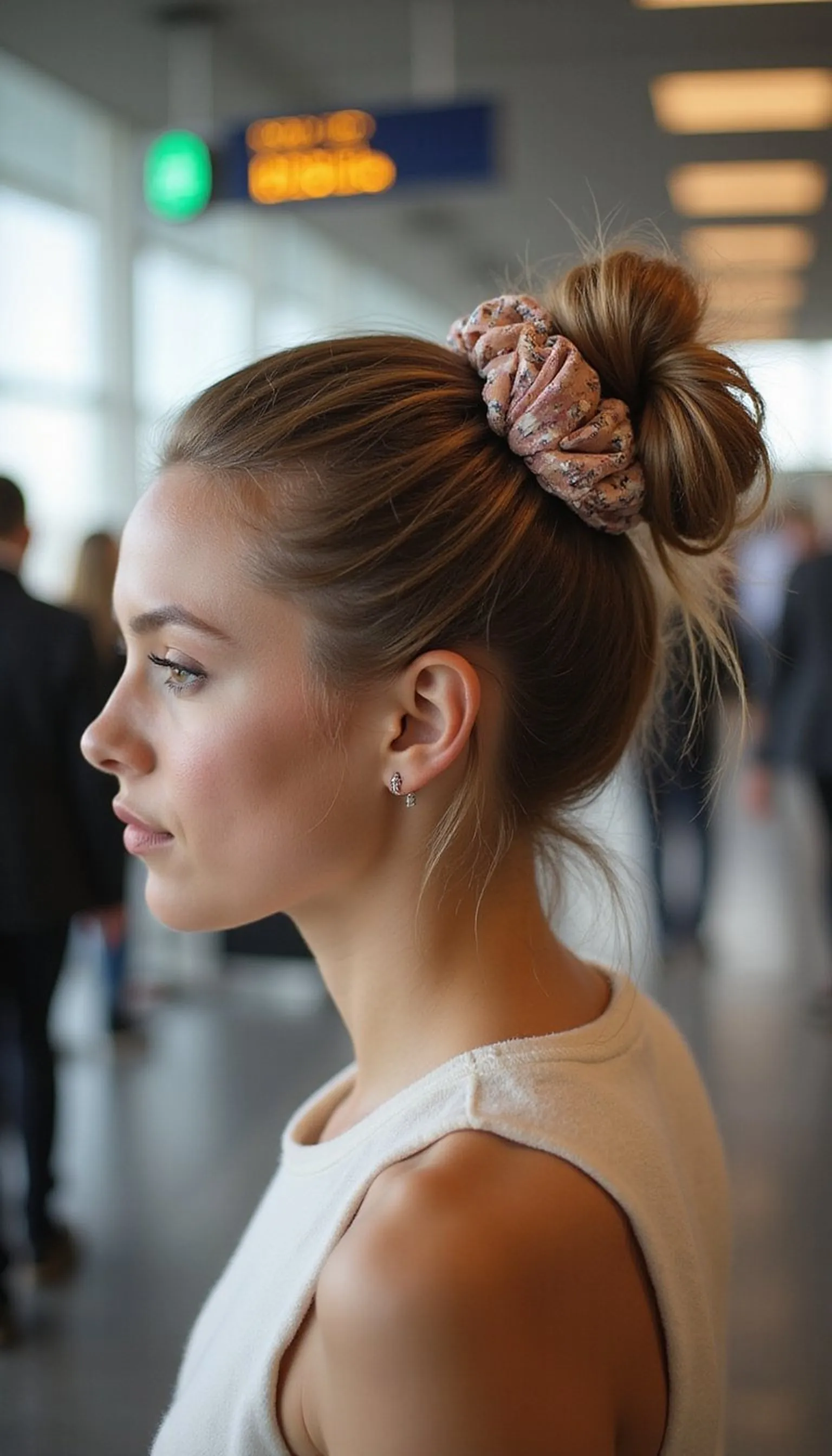 Low Knotted Pony With Decorative Scrunchie