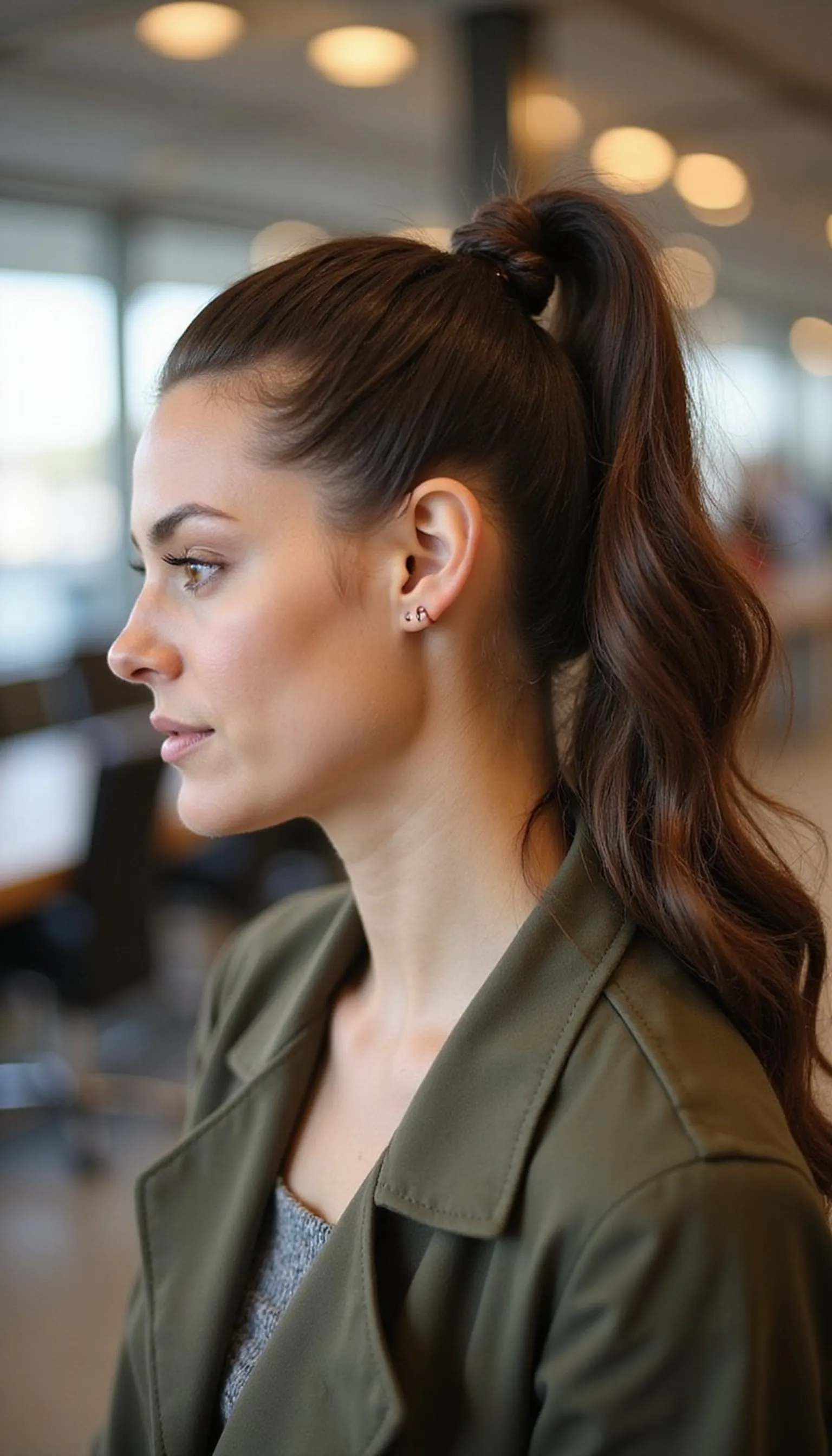 Pulled-Through Ponytail With Visible Elastics