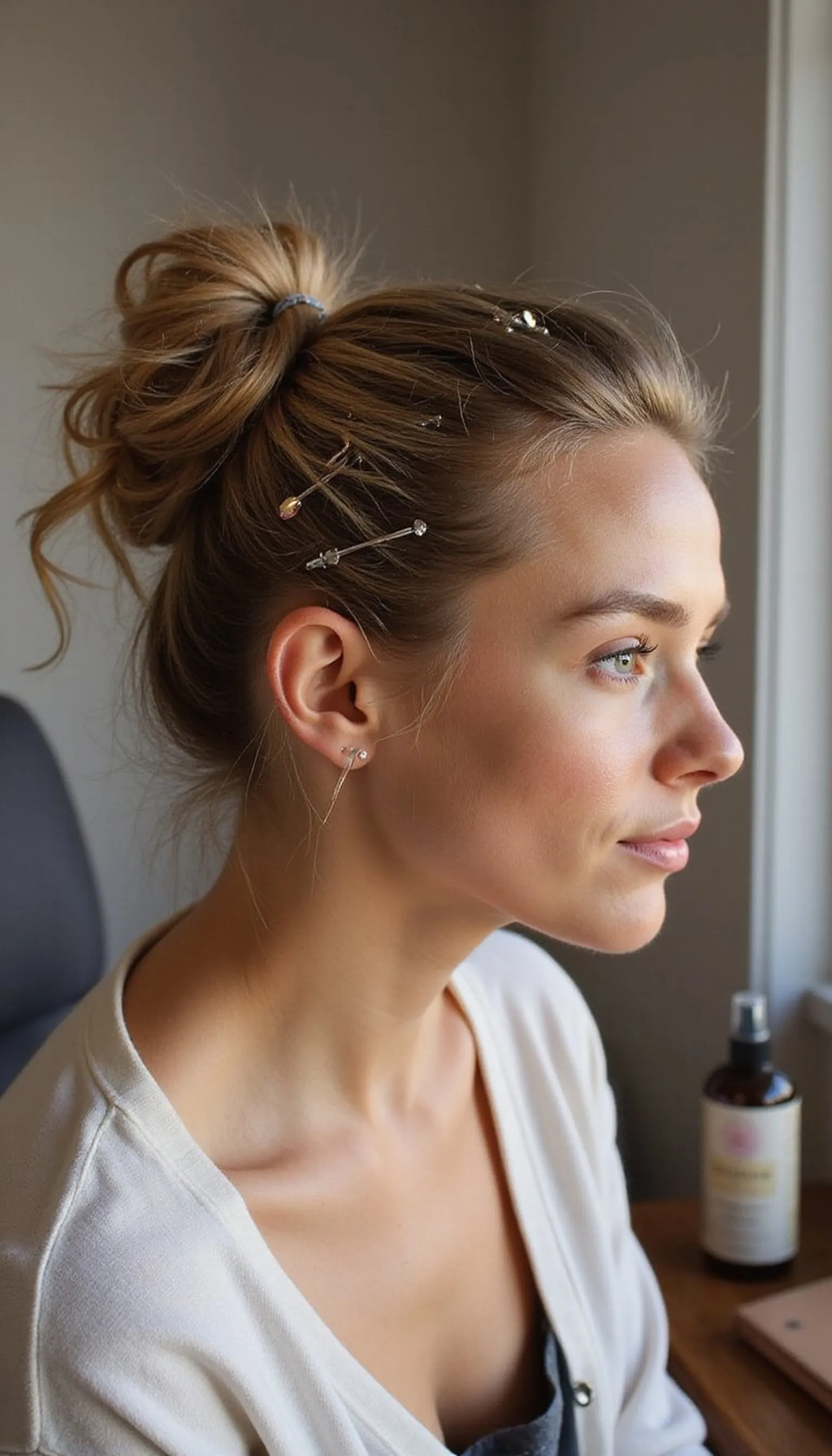 Messy Low Bun With Face-Framing Strands