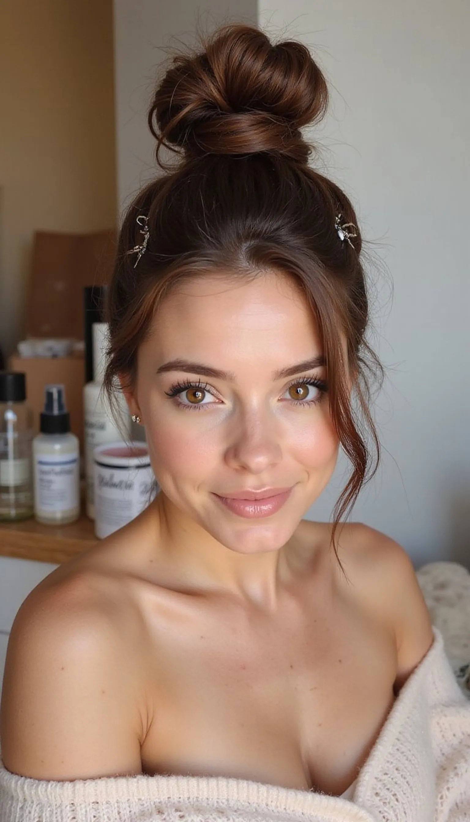 Textured Top Knot With Soft Pieces