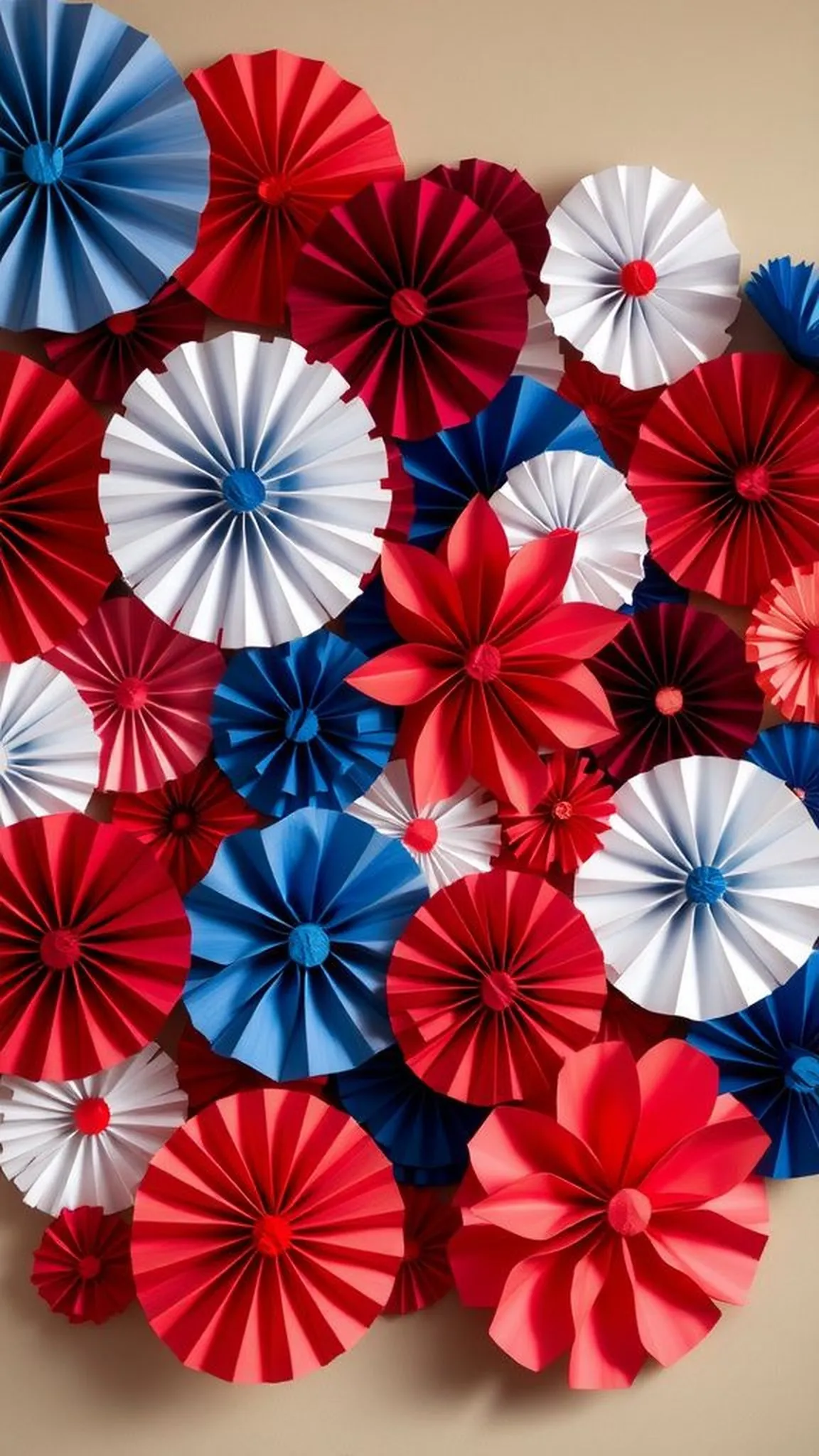 Layered paper rosettes for a backdrop wall