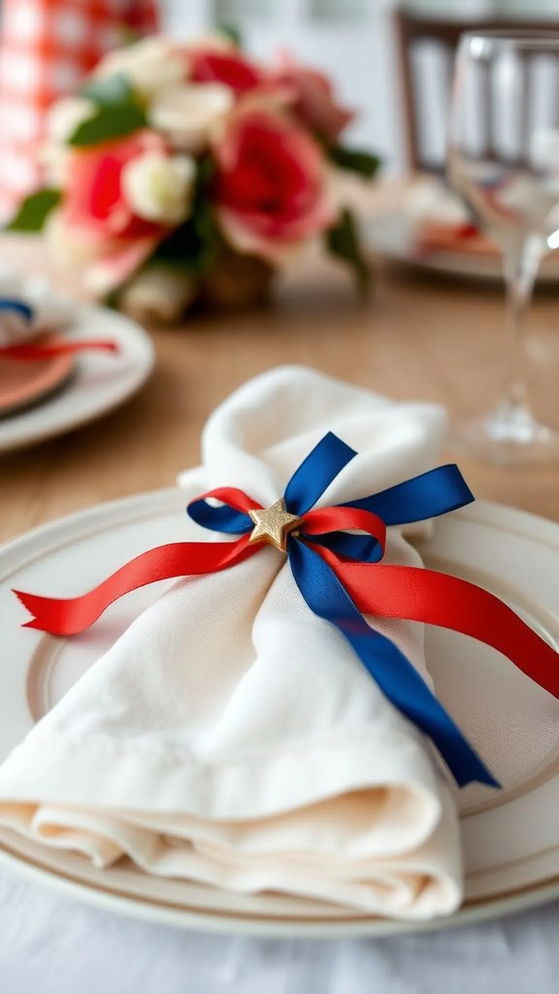 Ribbon-wrapped napkin rings that catch the eye