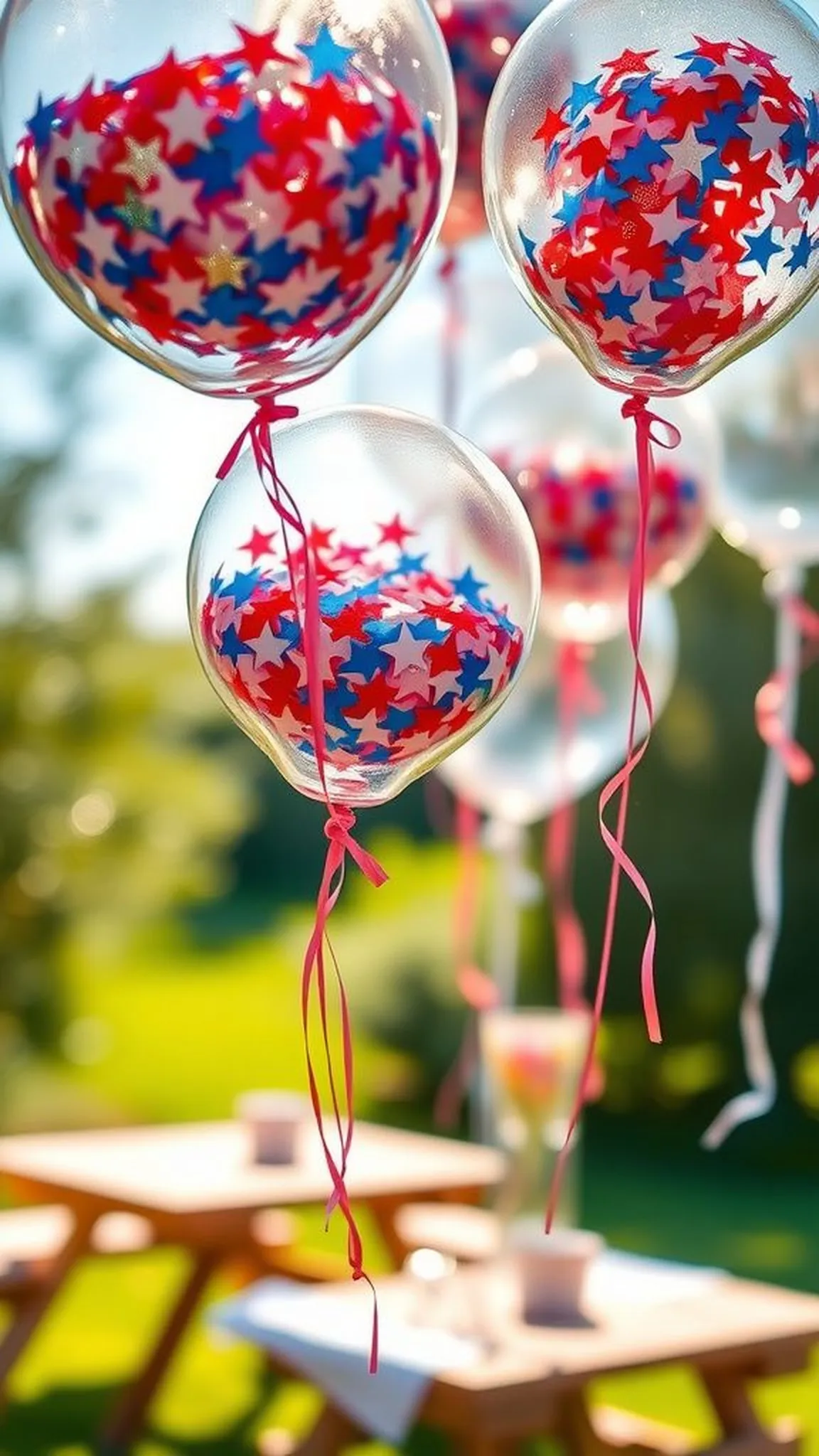 Star-shaped confetti balloons for bold overhead color