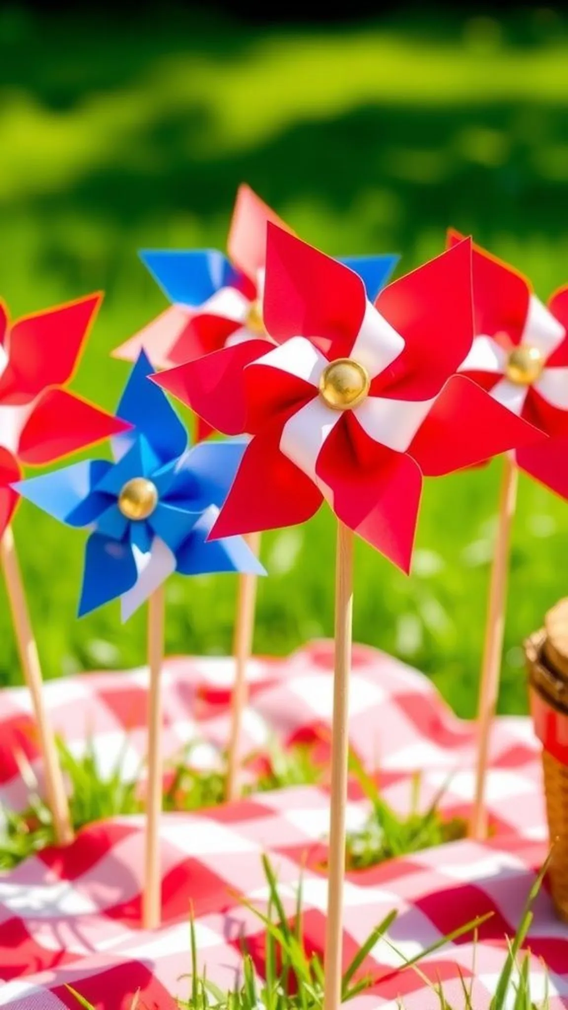 Whimsical paper pinwheels for outdoor breezes