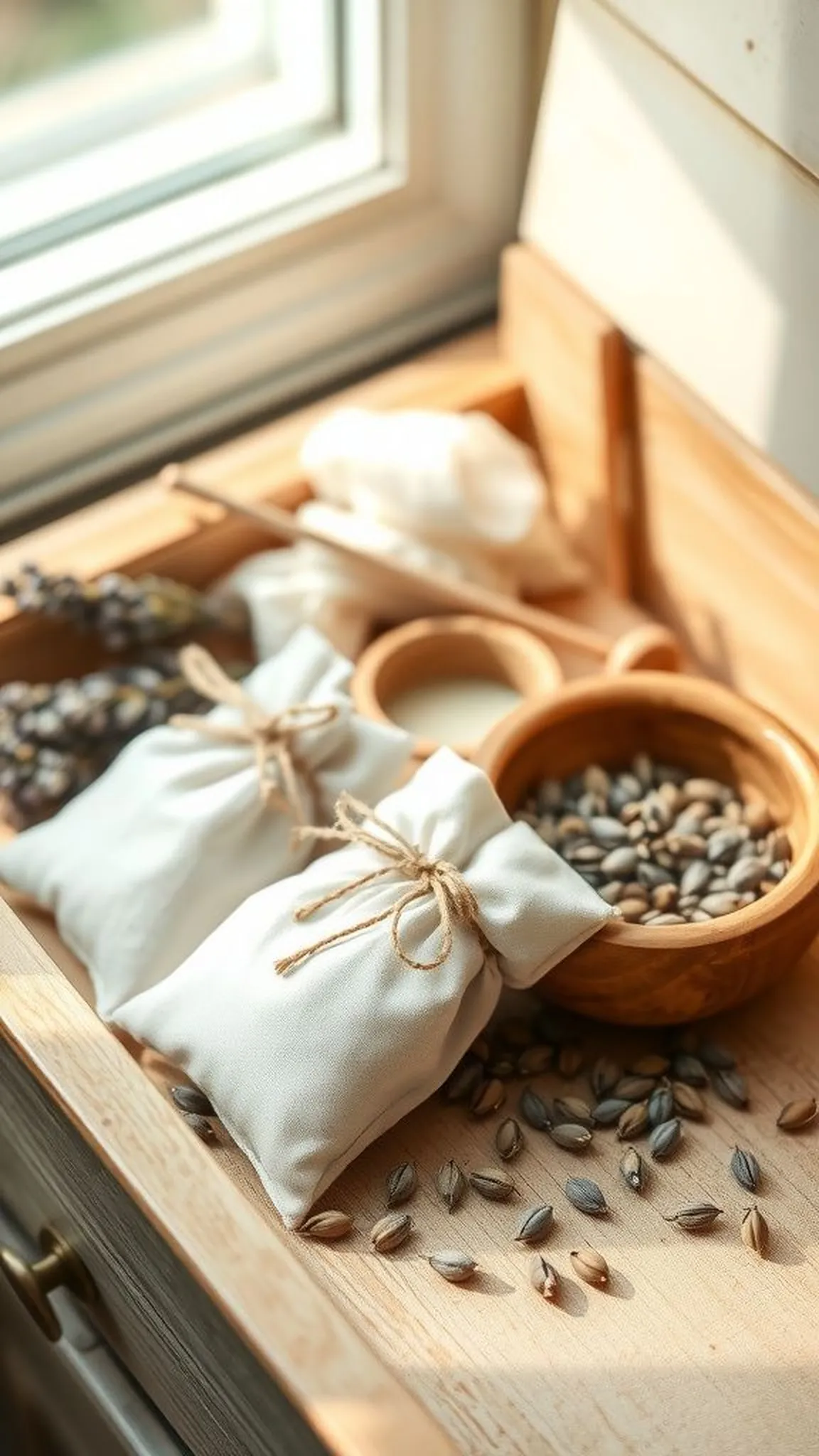 Aromatherapy sachets for linen drawer calm