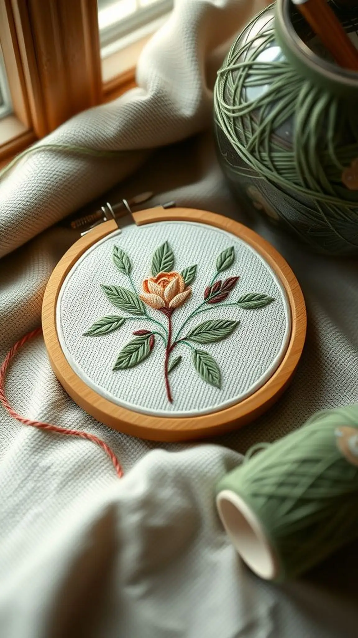 Simple embroidery hoop with one motif
