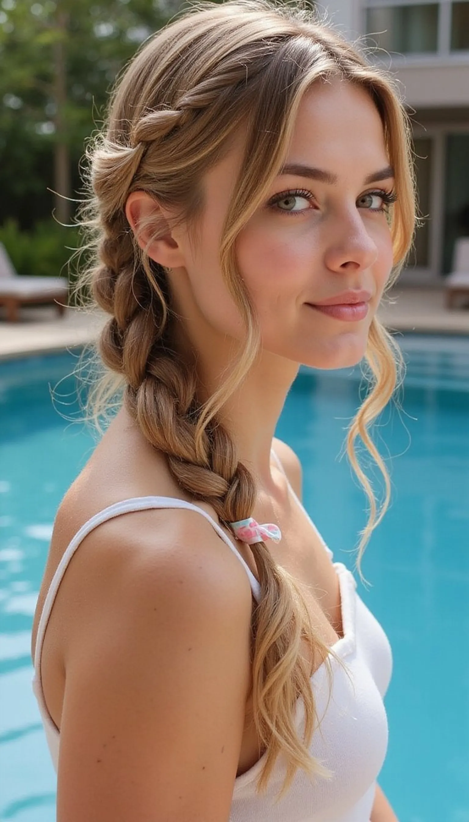 Loose Low Braid With Satin Ribbon Tie