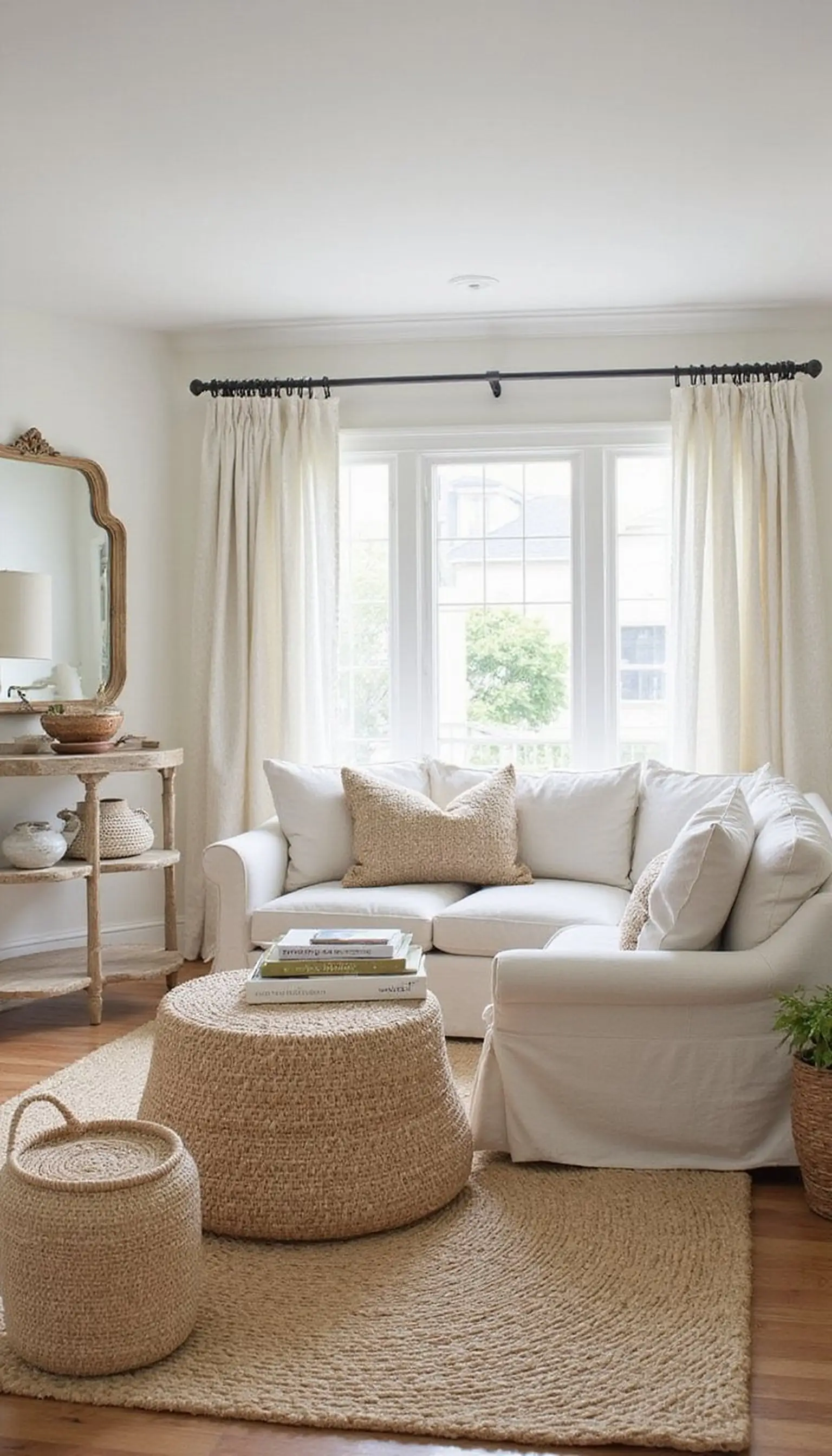 Coastal Calm: Neutral resort-style living room vignette