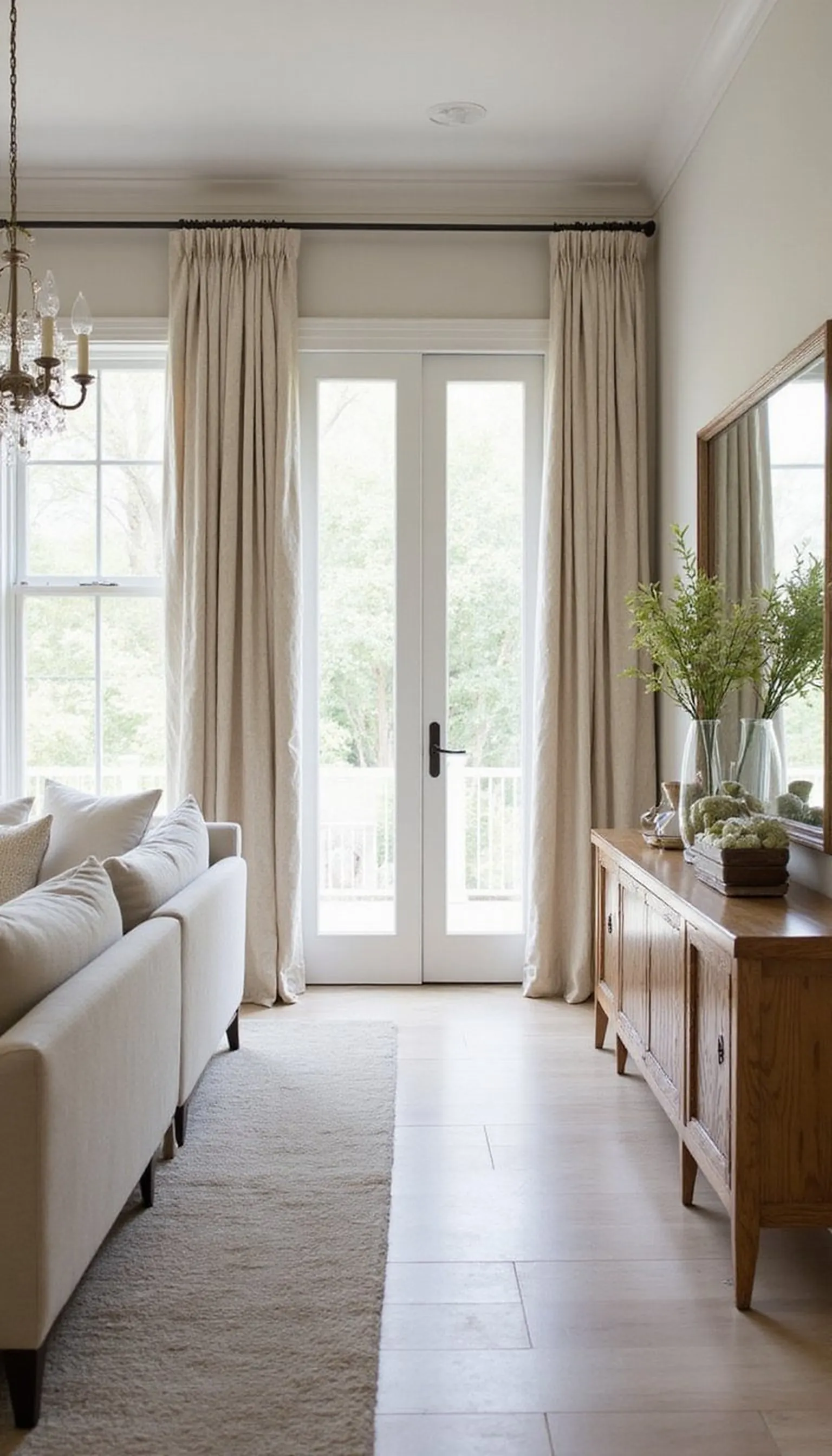 High ceilings and linen drapes: airy hotel mood