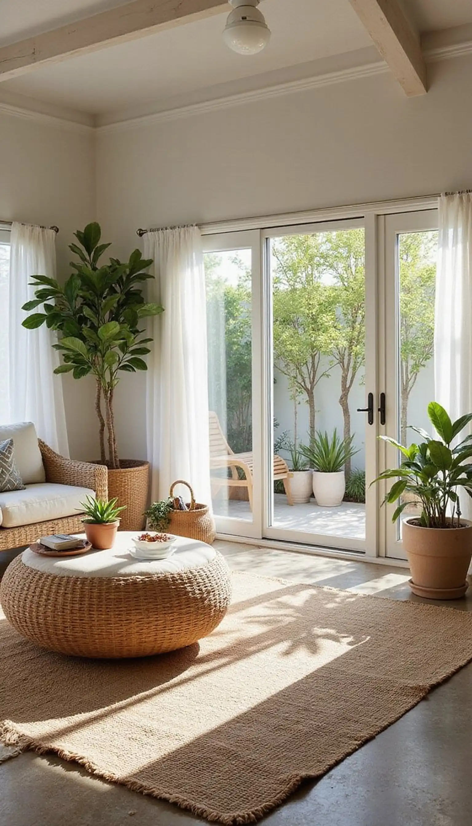 Indoor-outdoor living: sliding doors and breezy seating