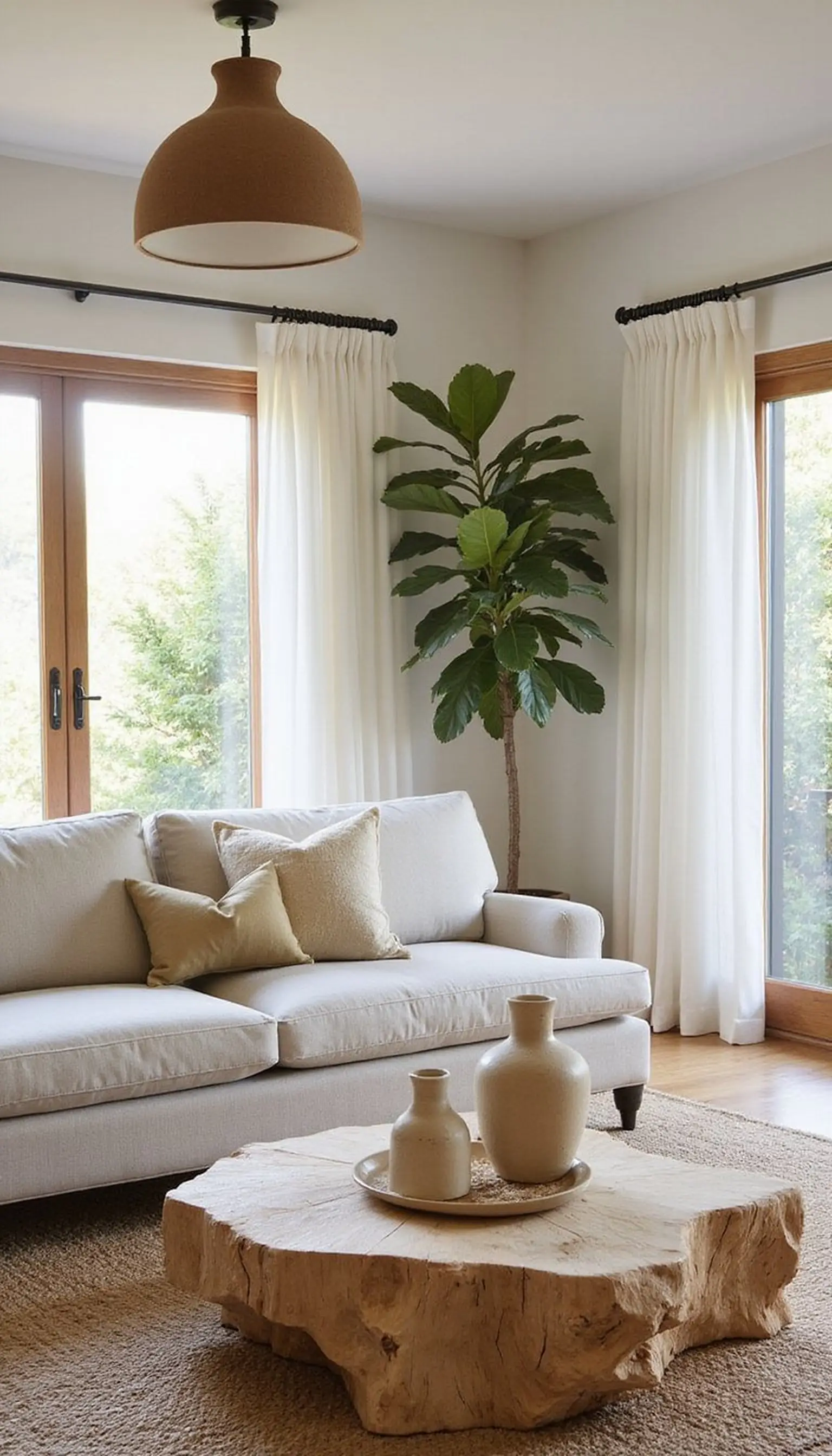Mediterranean white living room with airy vibes