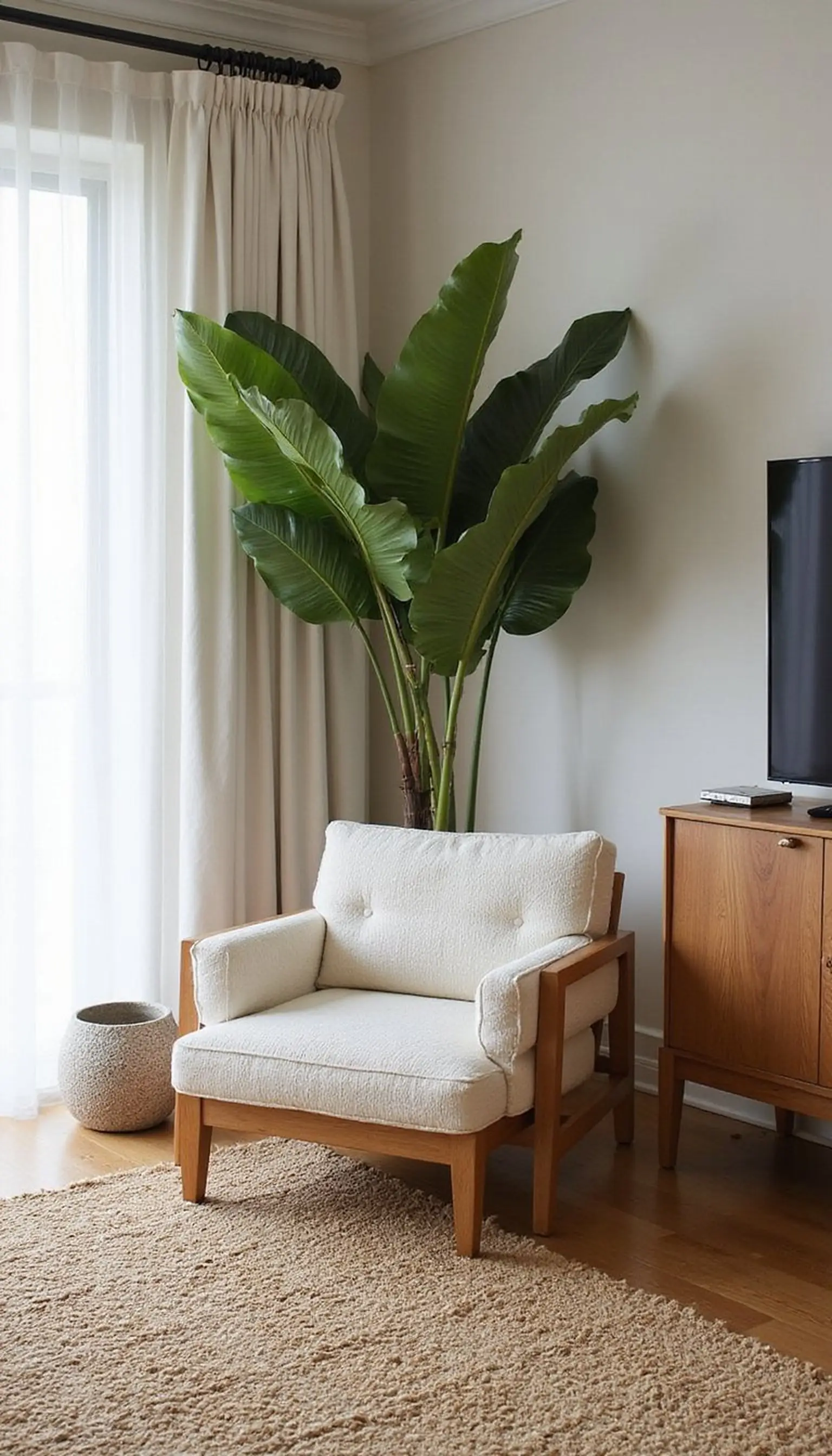 Tropical indoor garden living room — a palm-filled retreat