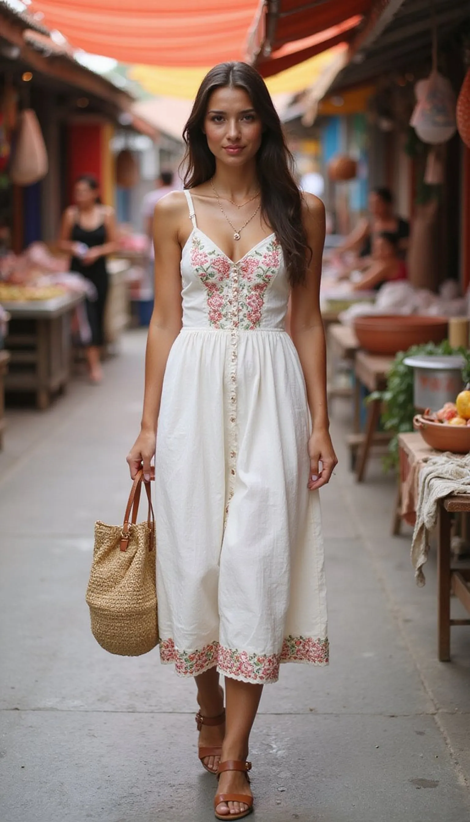 Boho Embroidered Dress for Market Strolls