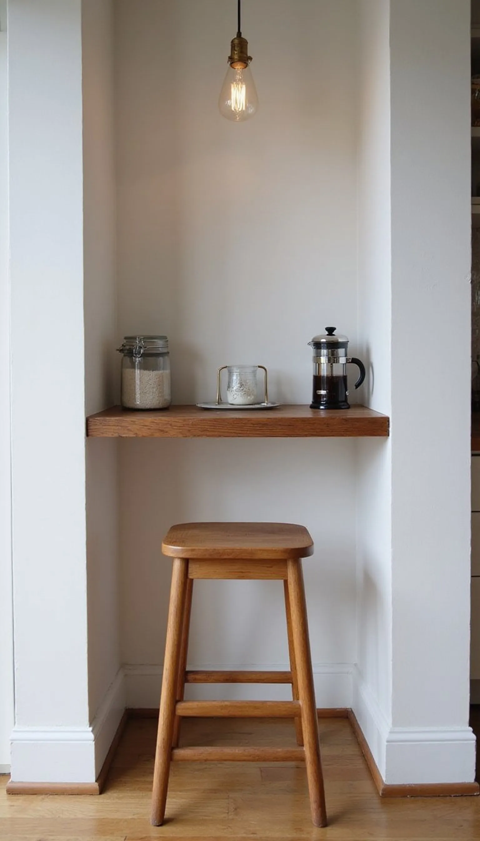 Breakfast bar with stool and compact coffee setup