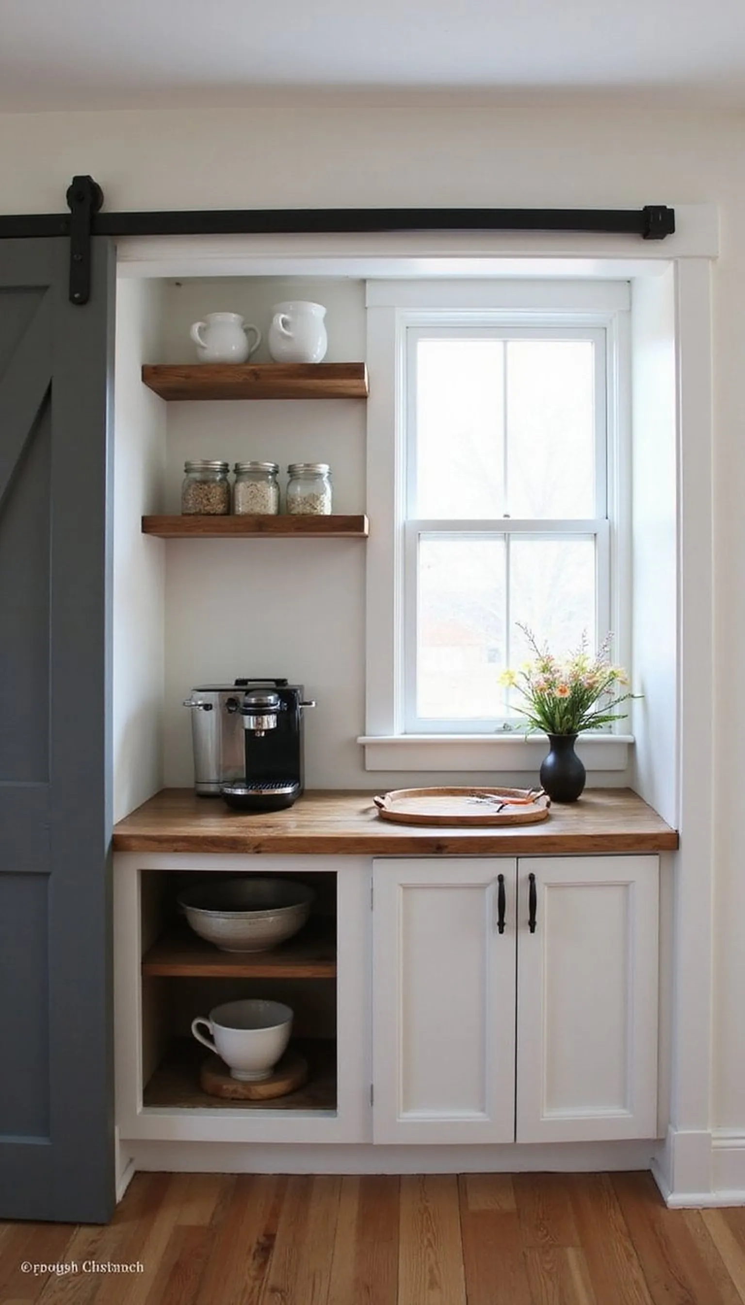 Built-In Nook with Sliding Barn Door Reveal