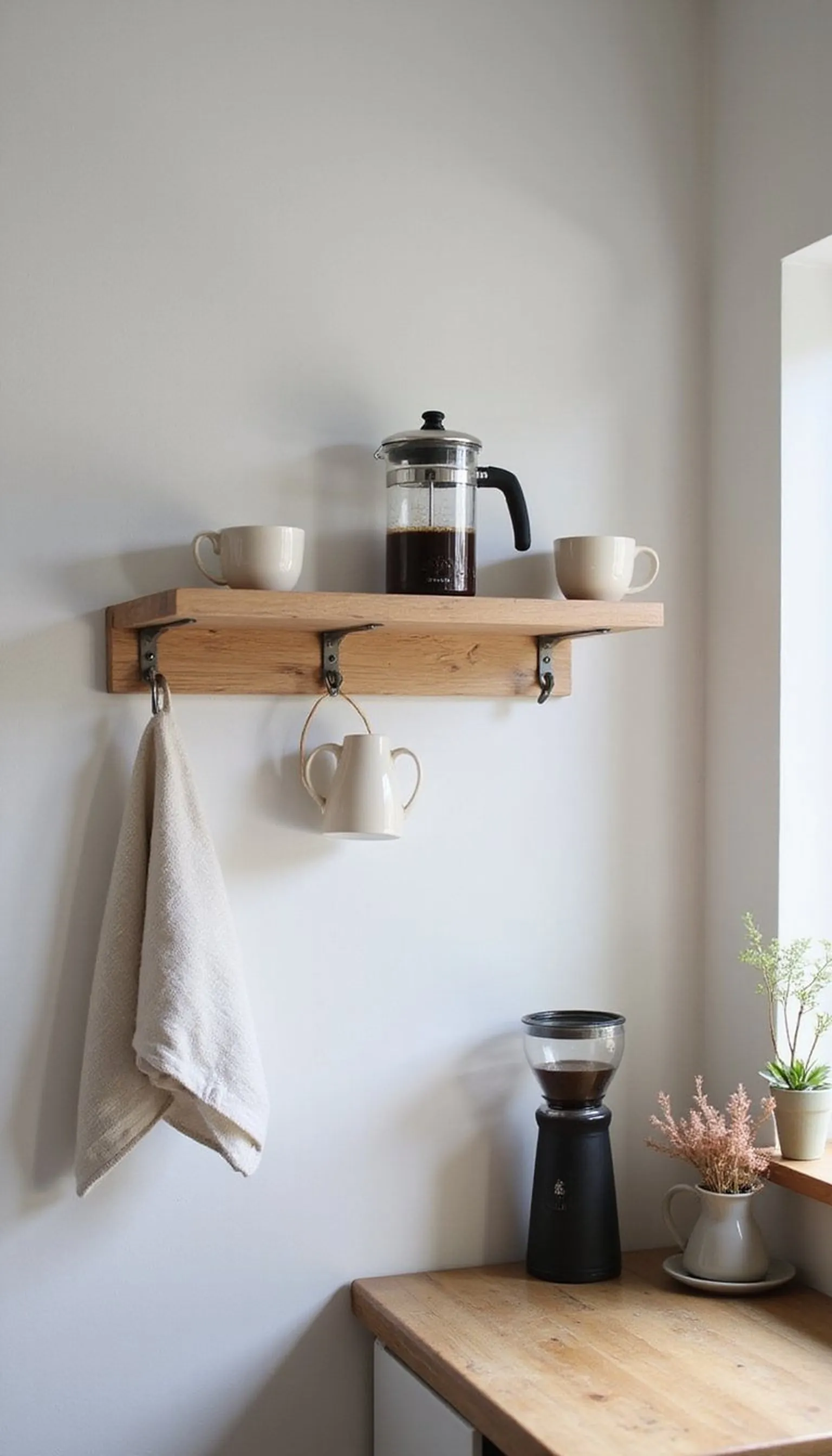Minimal rustic corner for tiny apartments