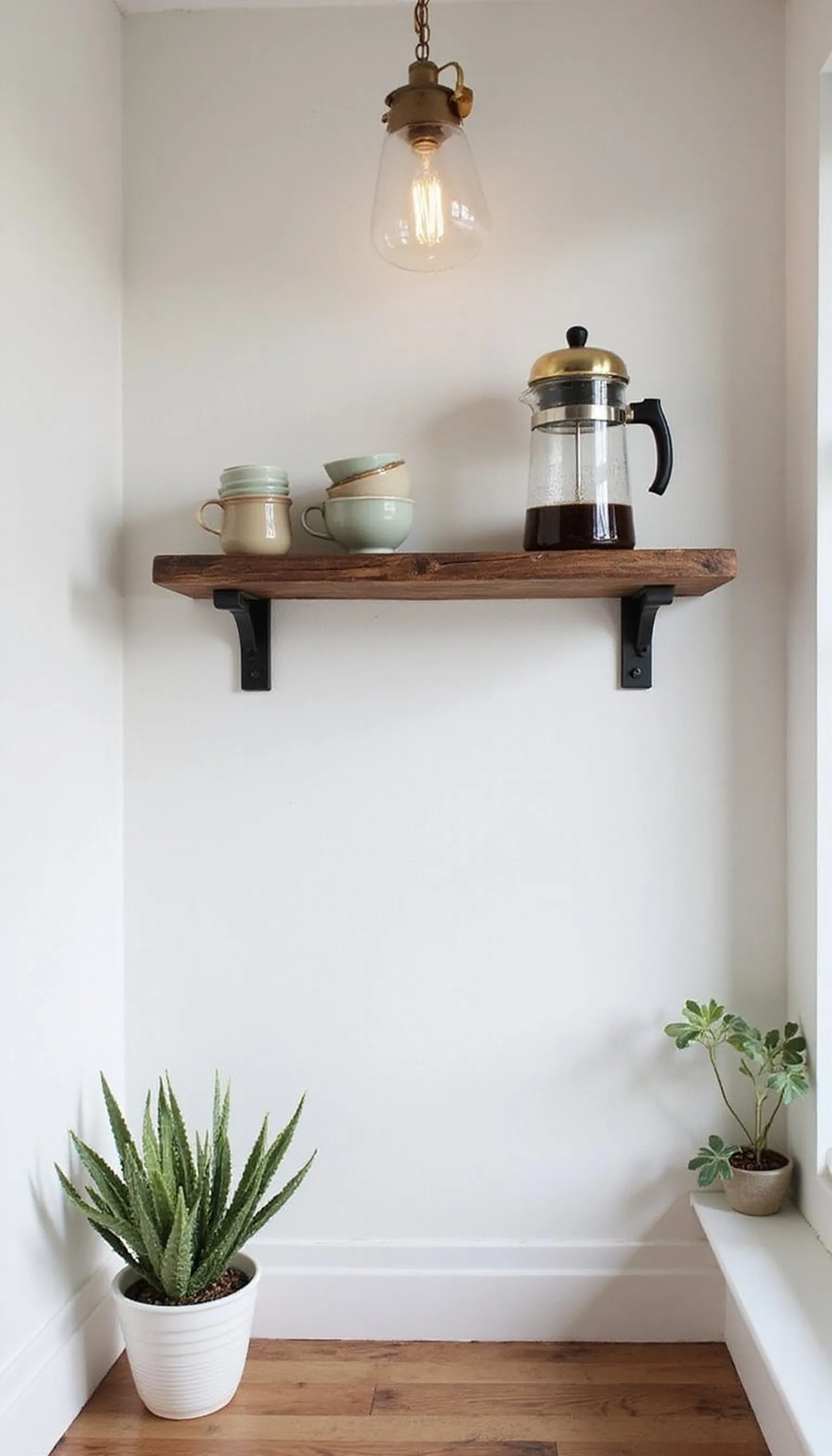 Reclaimed Wood Shelf Coffee Station with Vintage Vibes