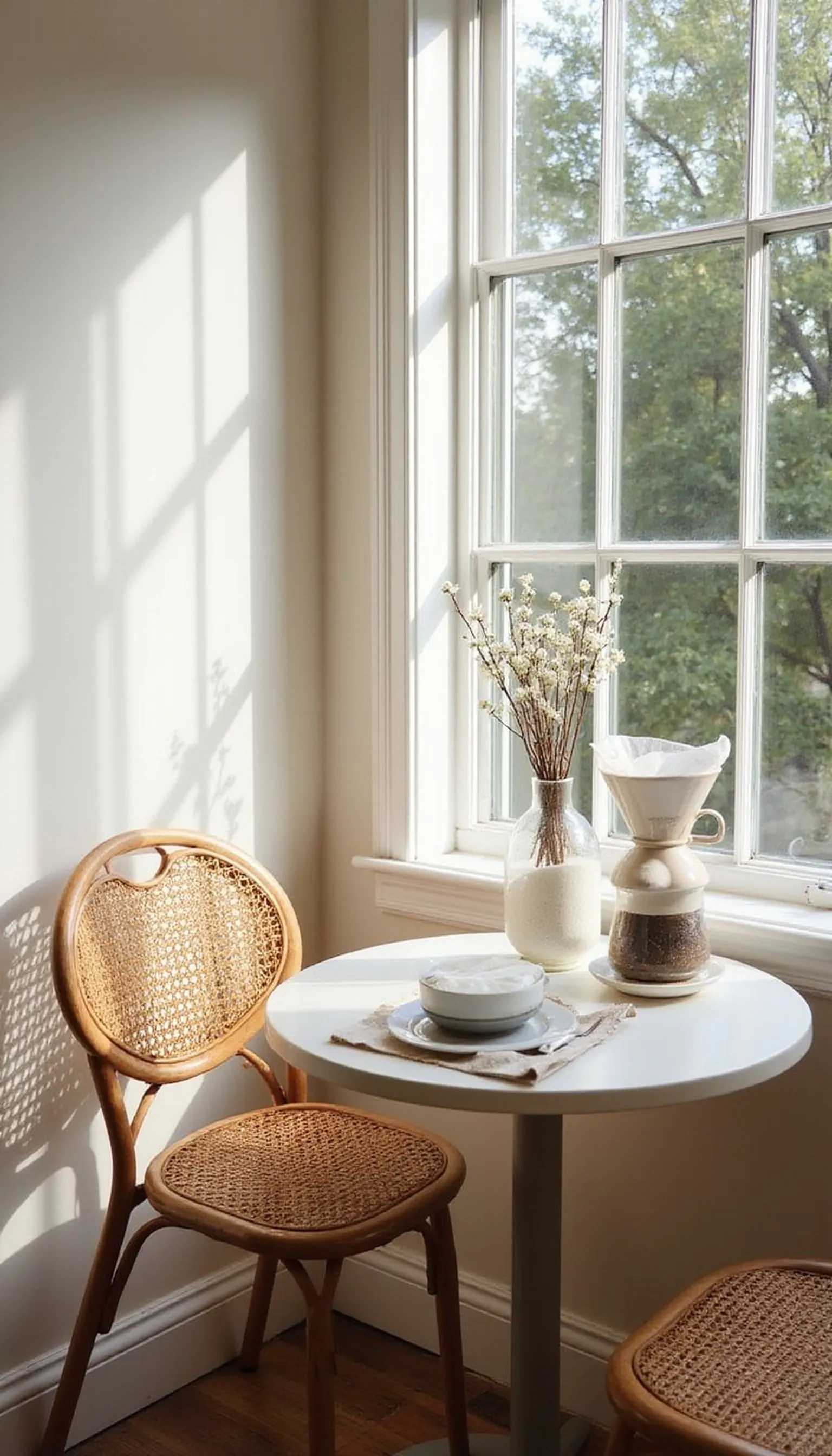 Sunlit breakfast nook coffee corner idea