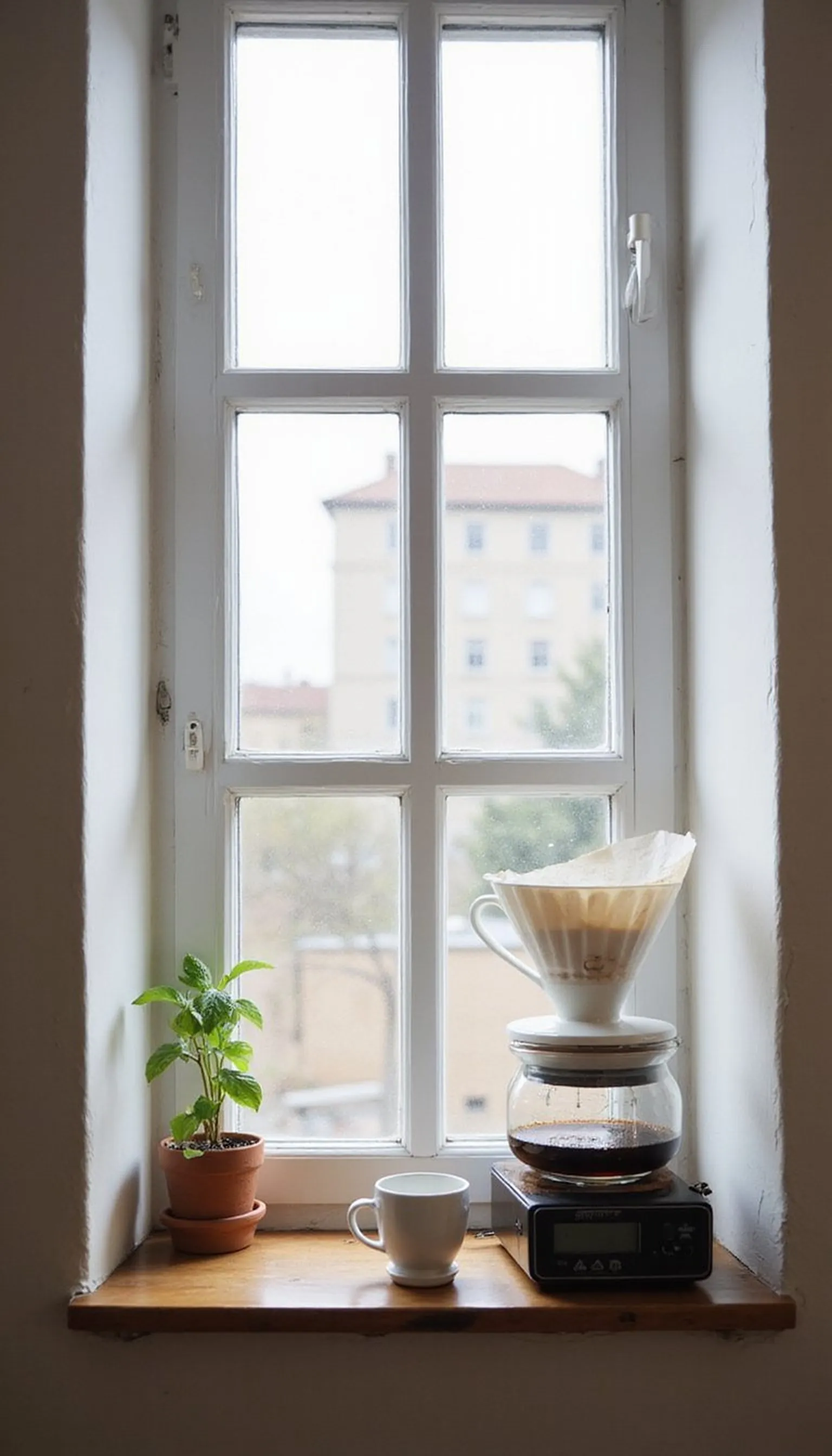 Window shelf coffee nook for morning light