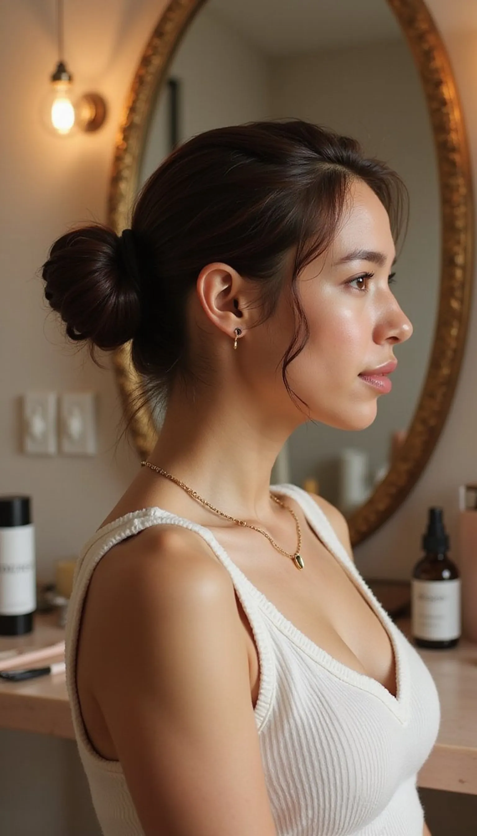 Low Bun With Sleek Wet-Look Finish