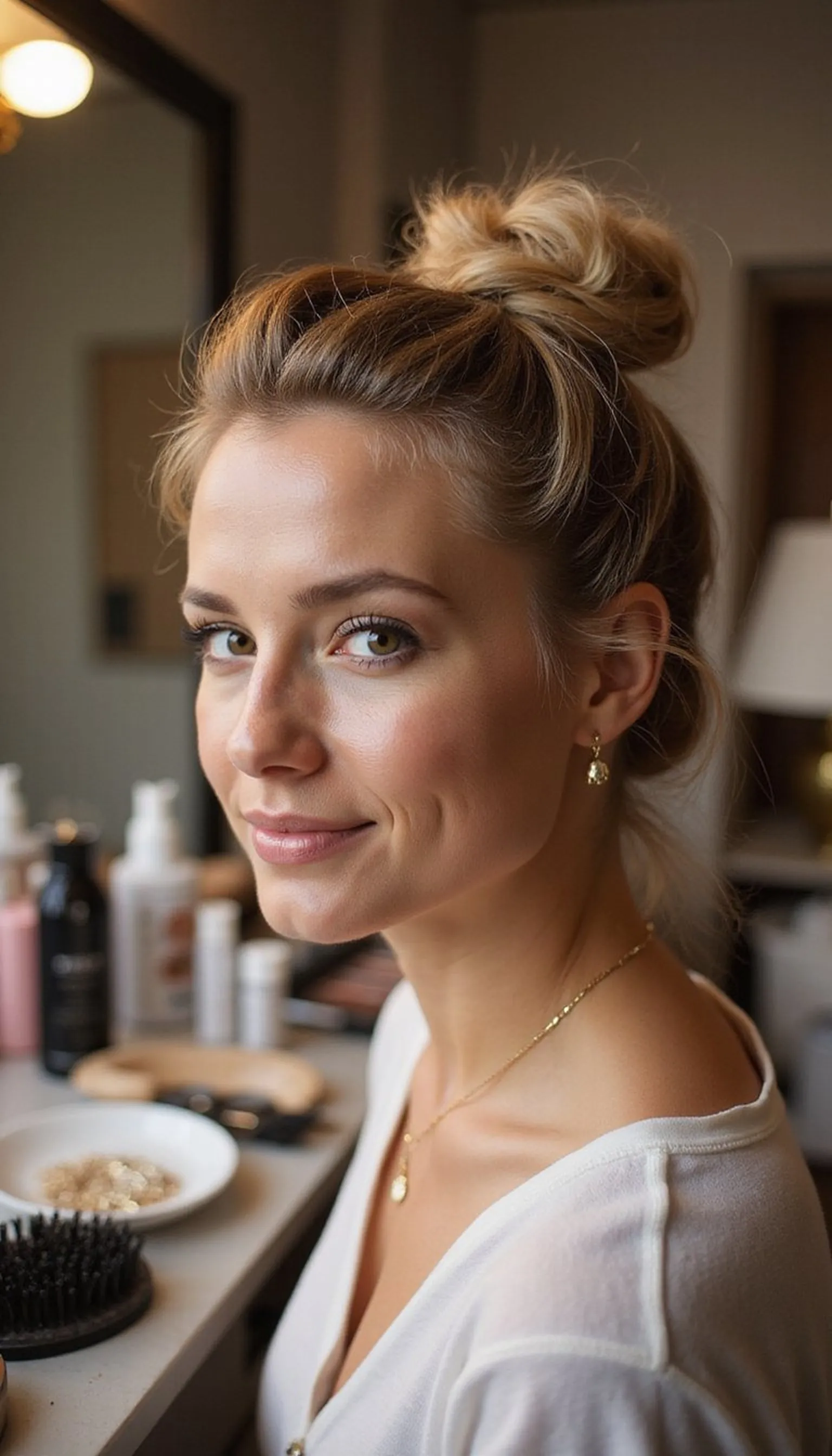 Low Bun With Subtle Volume At The Crown