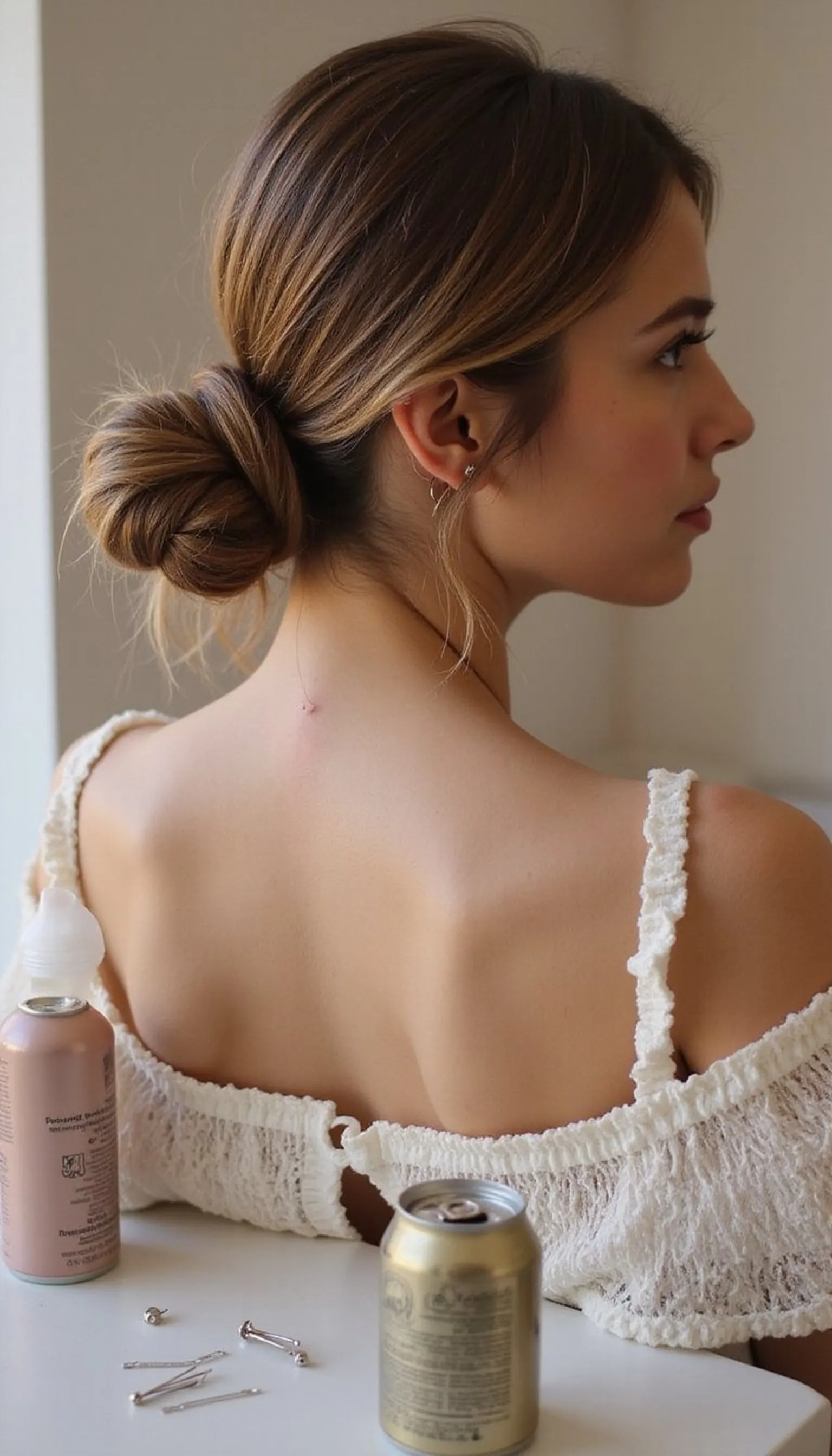 Low Bun With Wrapped Elastic For Hidden Finish