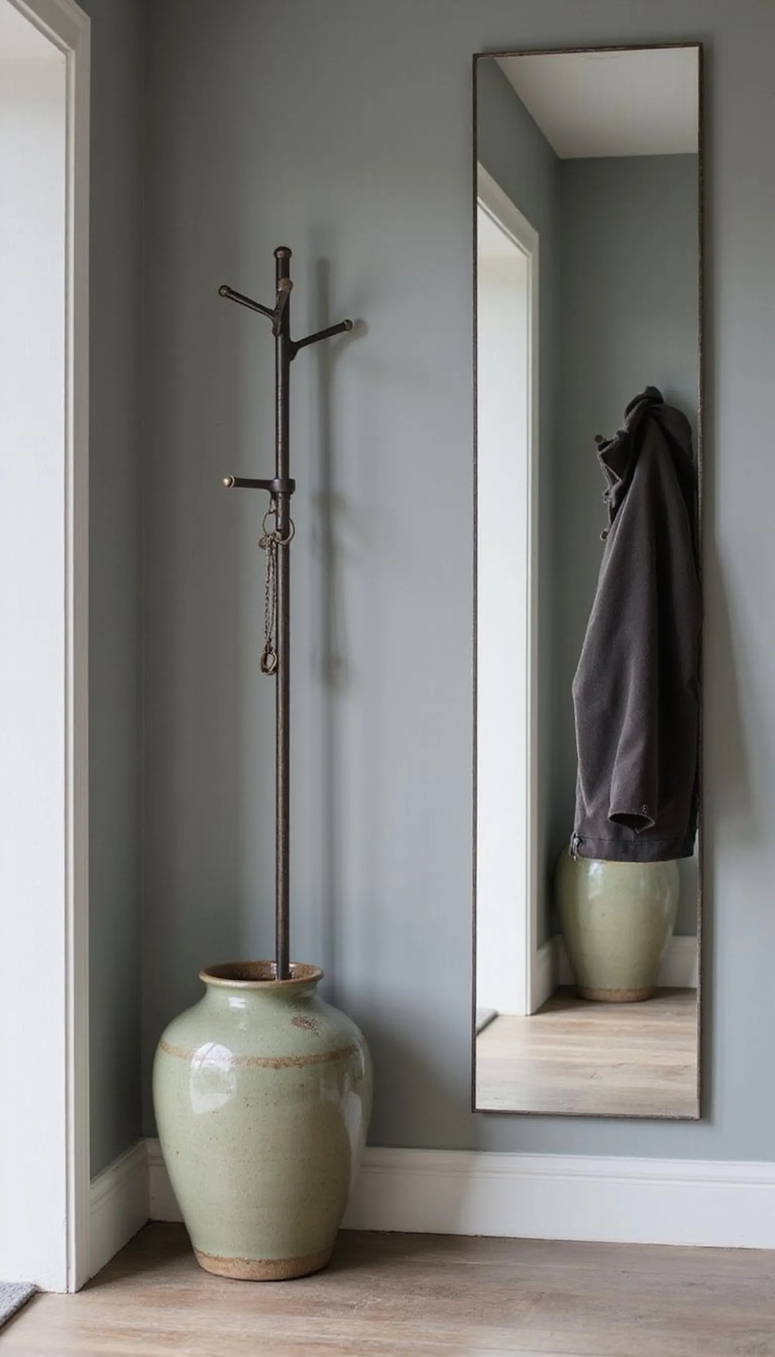 Corner entry with a slim umbrella stand