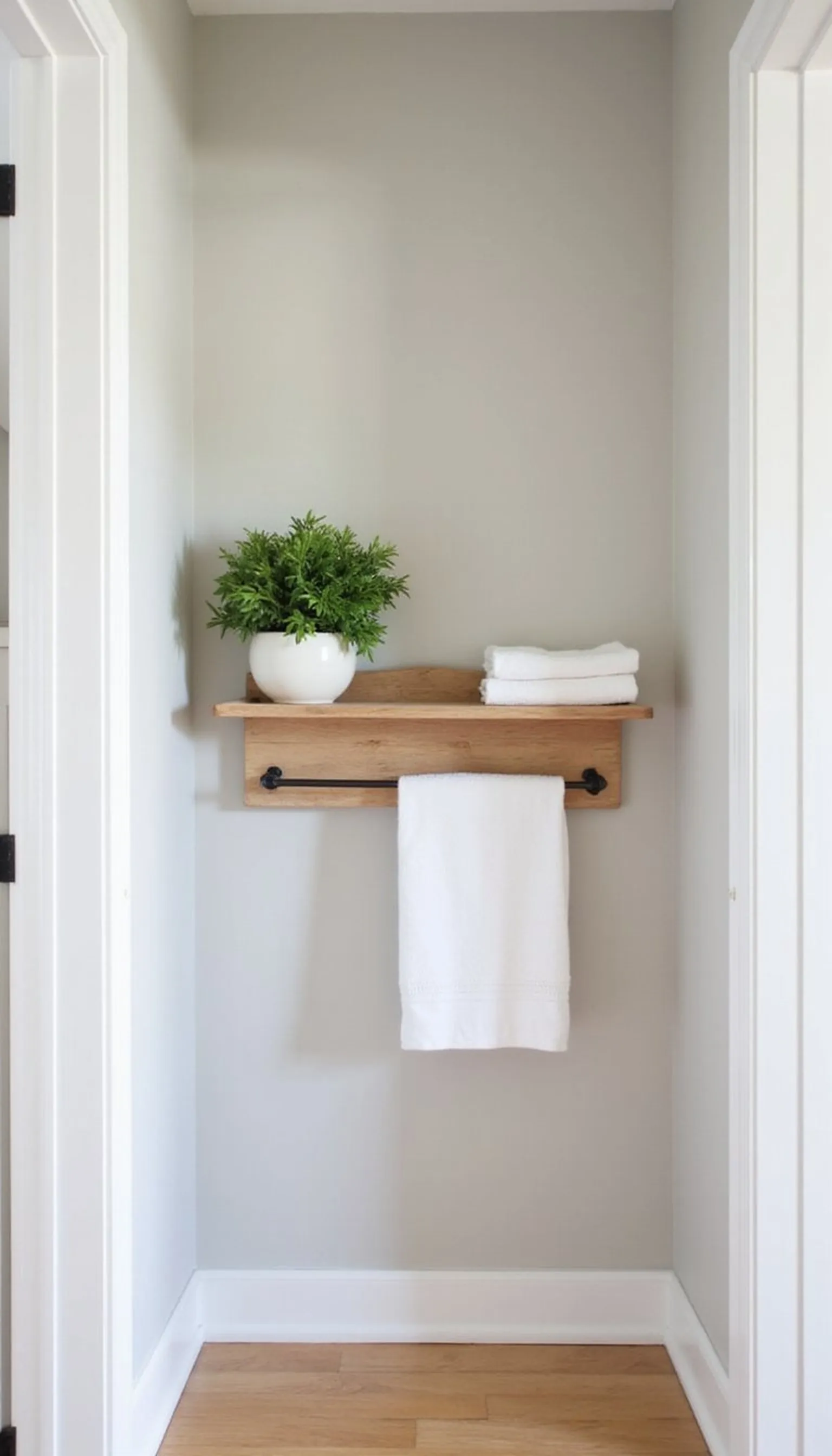 Floating shelf with tray and minimal catchall