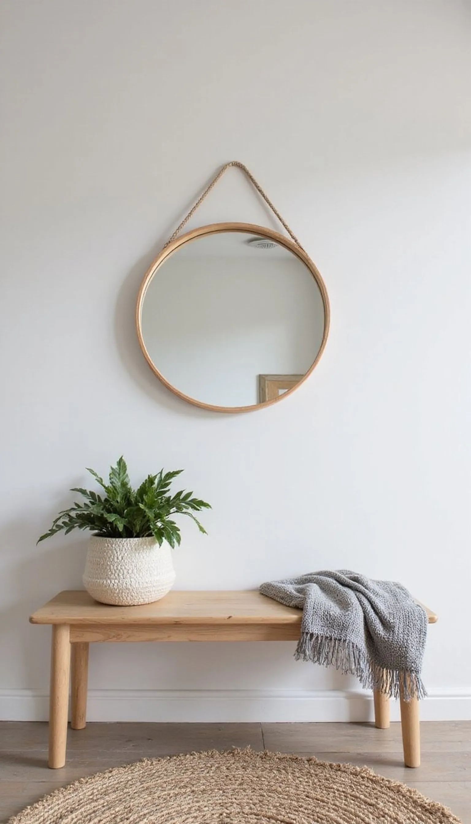 Warm Scandinavian nook with light wood and plants