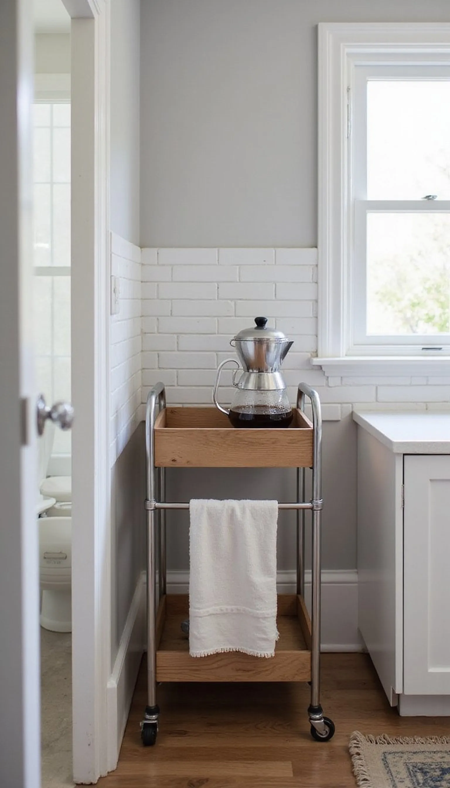 Slim pull-out cart fits a tiny gap