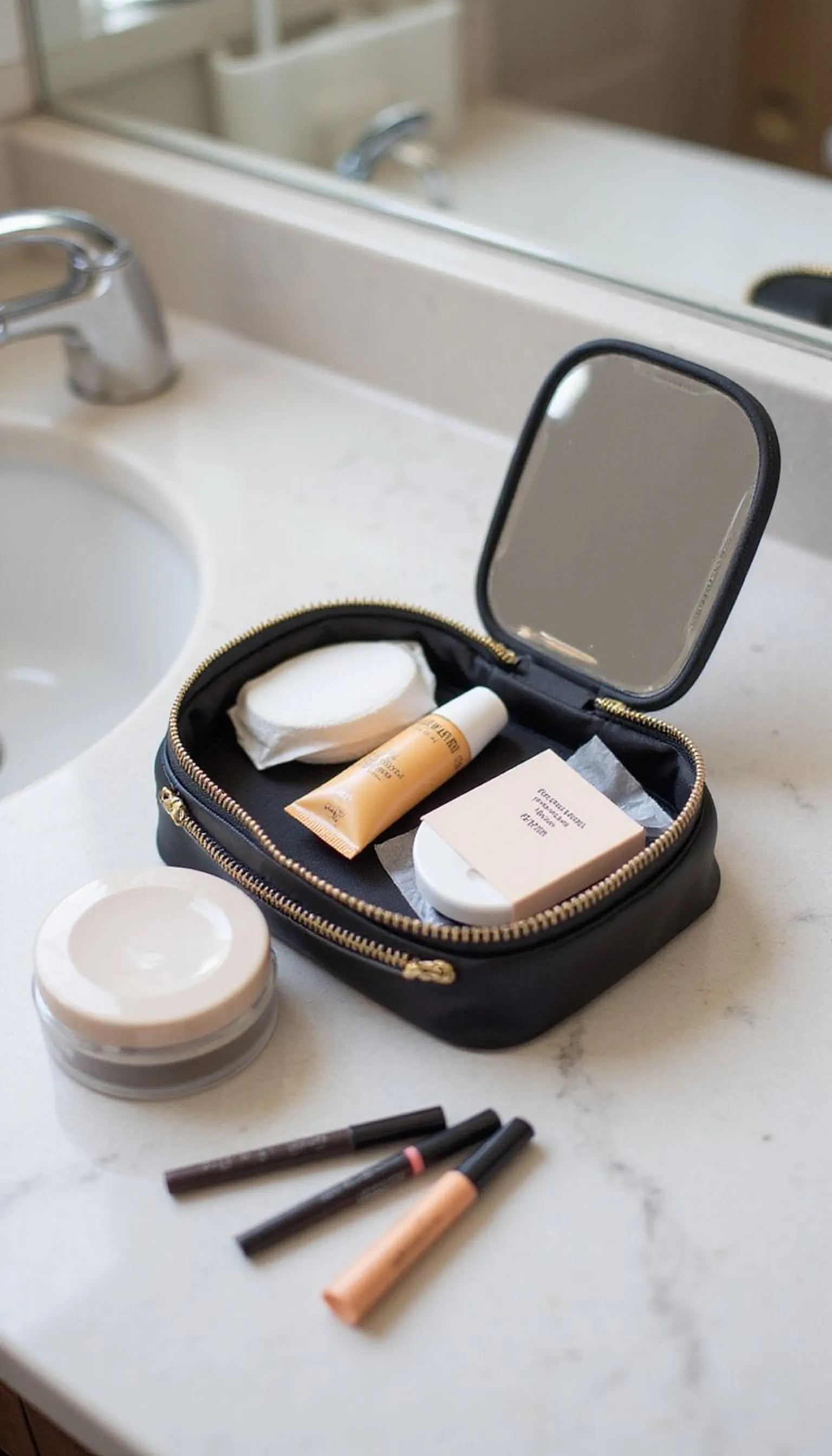 Quick makeup kit for fresh hotel mornings