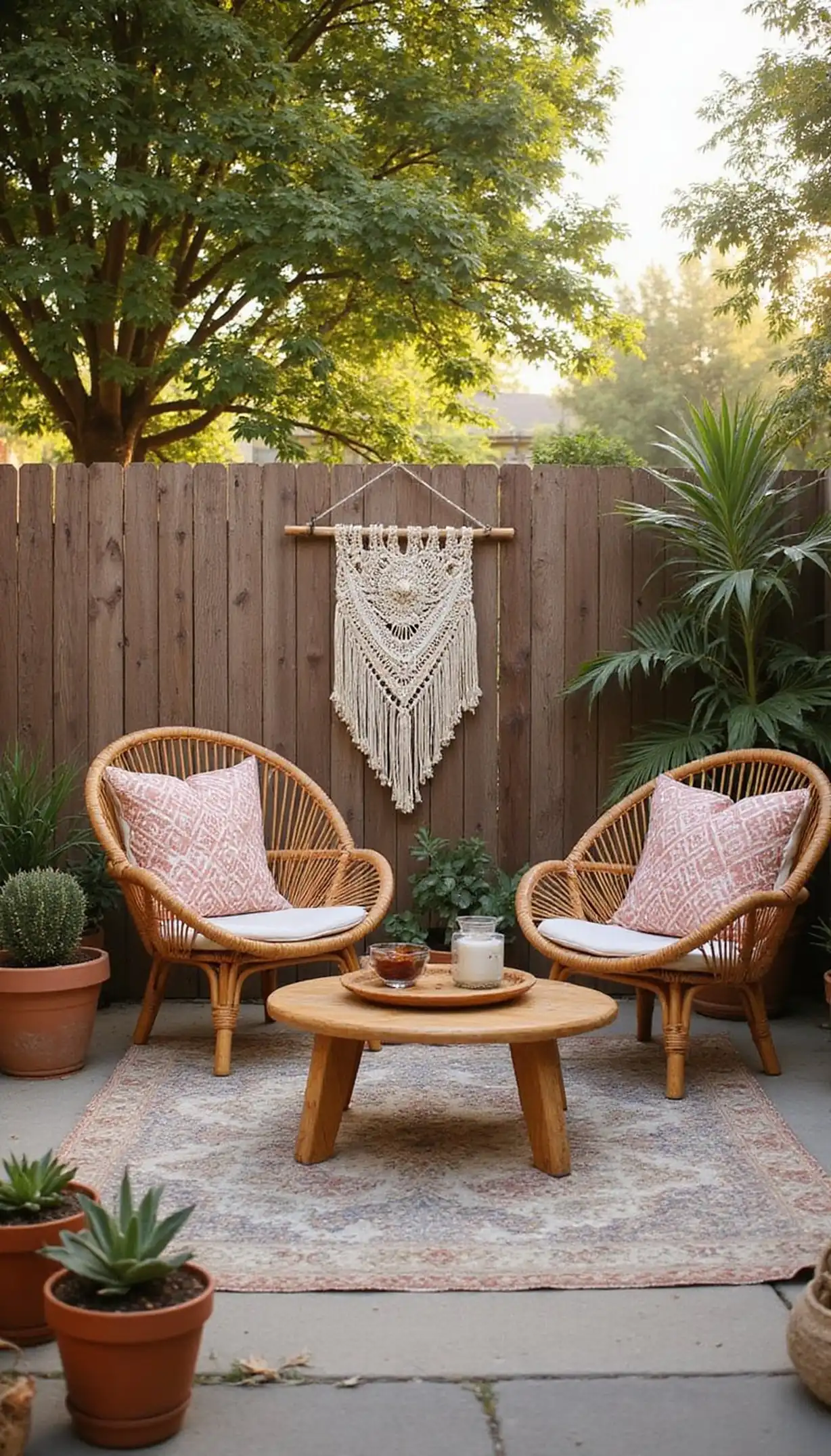 Boho rattan cluster for relaxed chatting