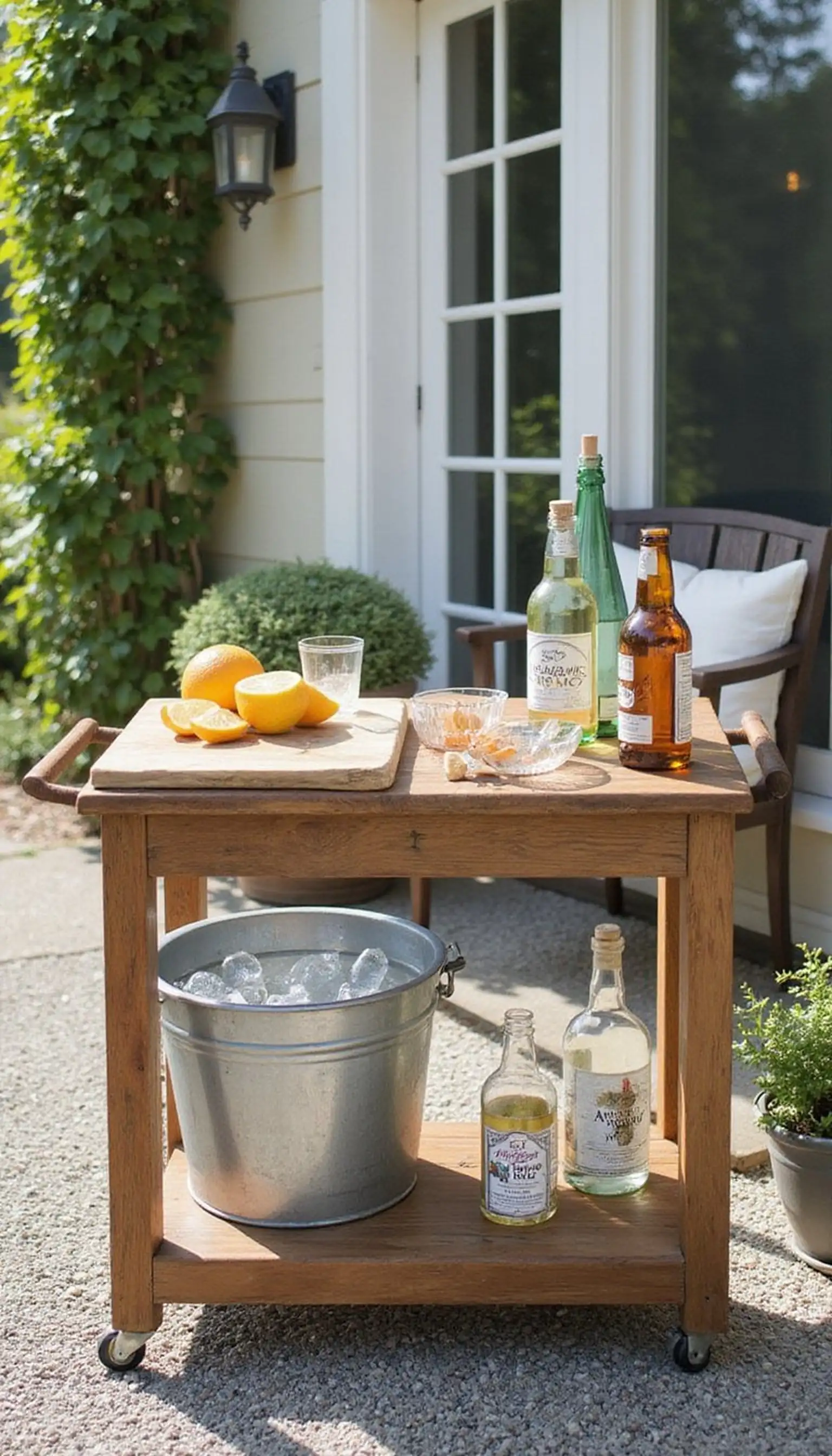 DIY cocktail cart for easy serving