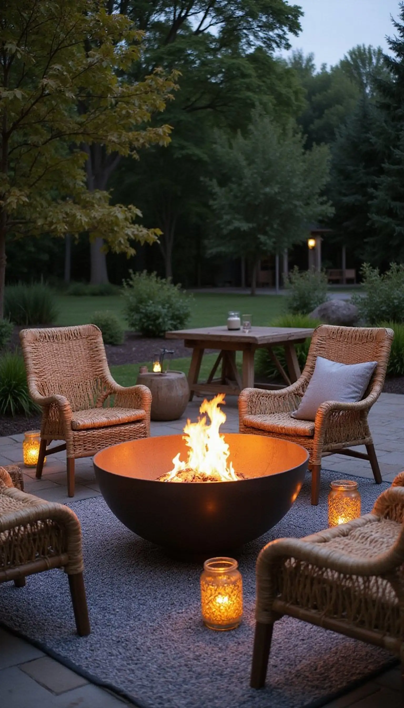 Fire pit lounge for late-night chats